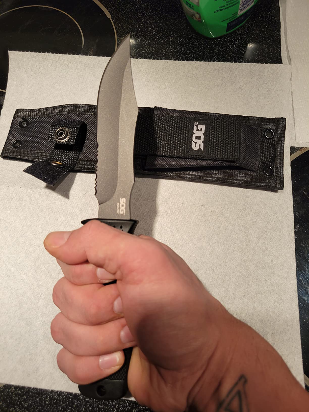 SOG Fixed Blade Knives with Sheath - SEAL Pup Tactical Knife, Survival Knife and Hunting Knife w/ 4.75 Inch Blade and Knife Sheath customer photo 2