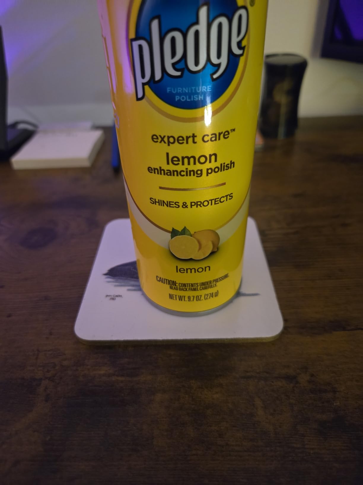 Pledge Enhancing Polish, Furniture & Wood Spray, Lemon Scent, 9.7oz - Customer Photo 1