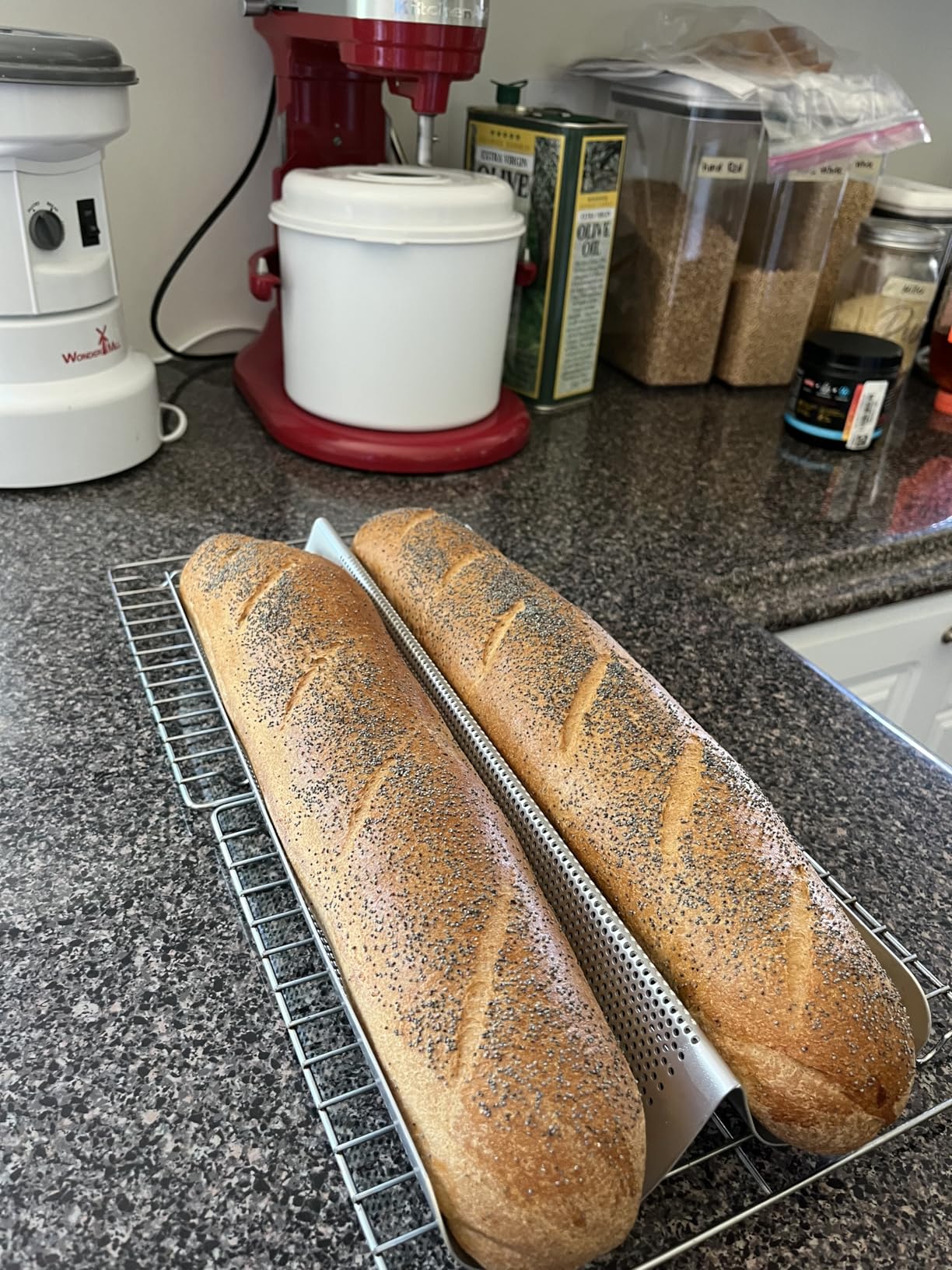 USA Pan Bakeware Aluminum Perforated Nonstick French Baguette Bread Pan, 3-Loaf - Customer Photo 2