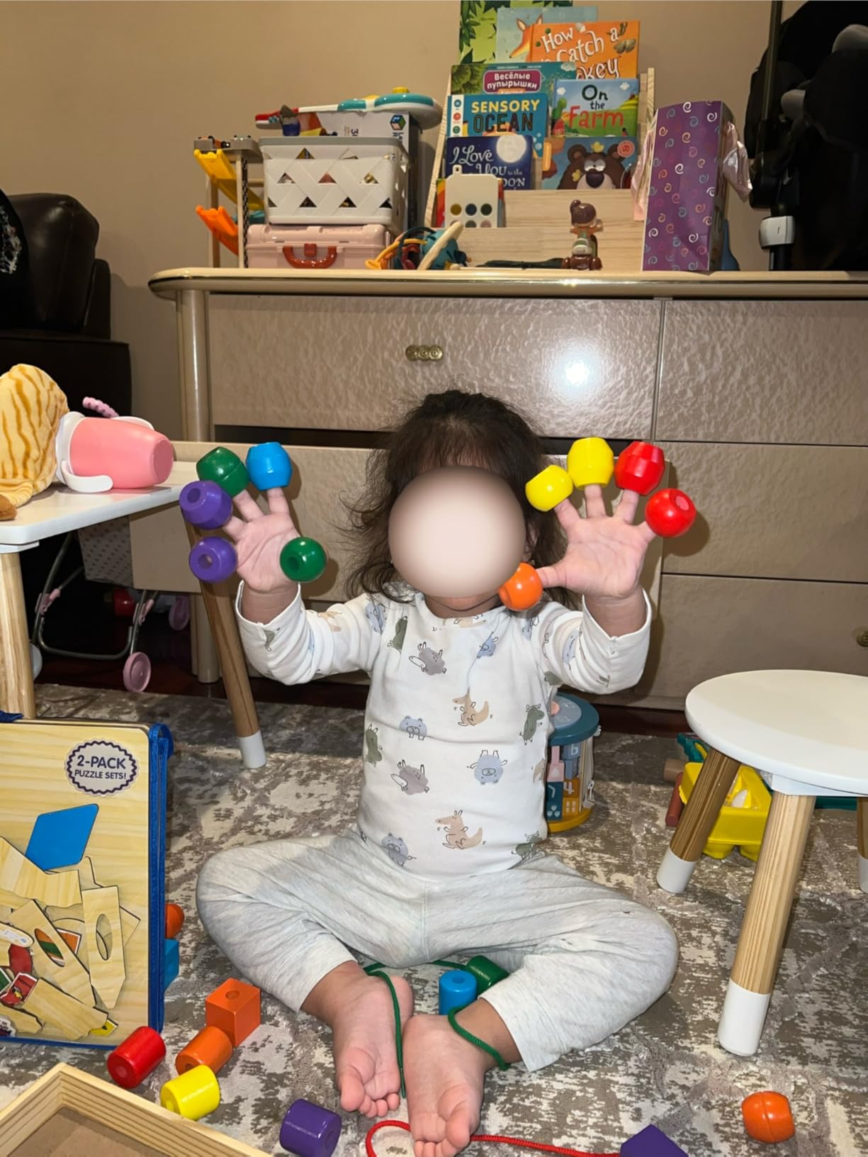 Melissa & Doug Primary Lacing Beads - 30 Wooden Beads for Crafts & 2 Laces in Toy Storage Box customer photo 2