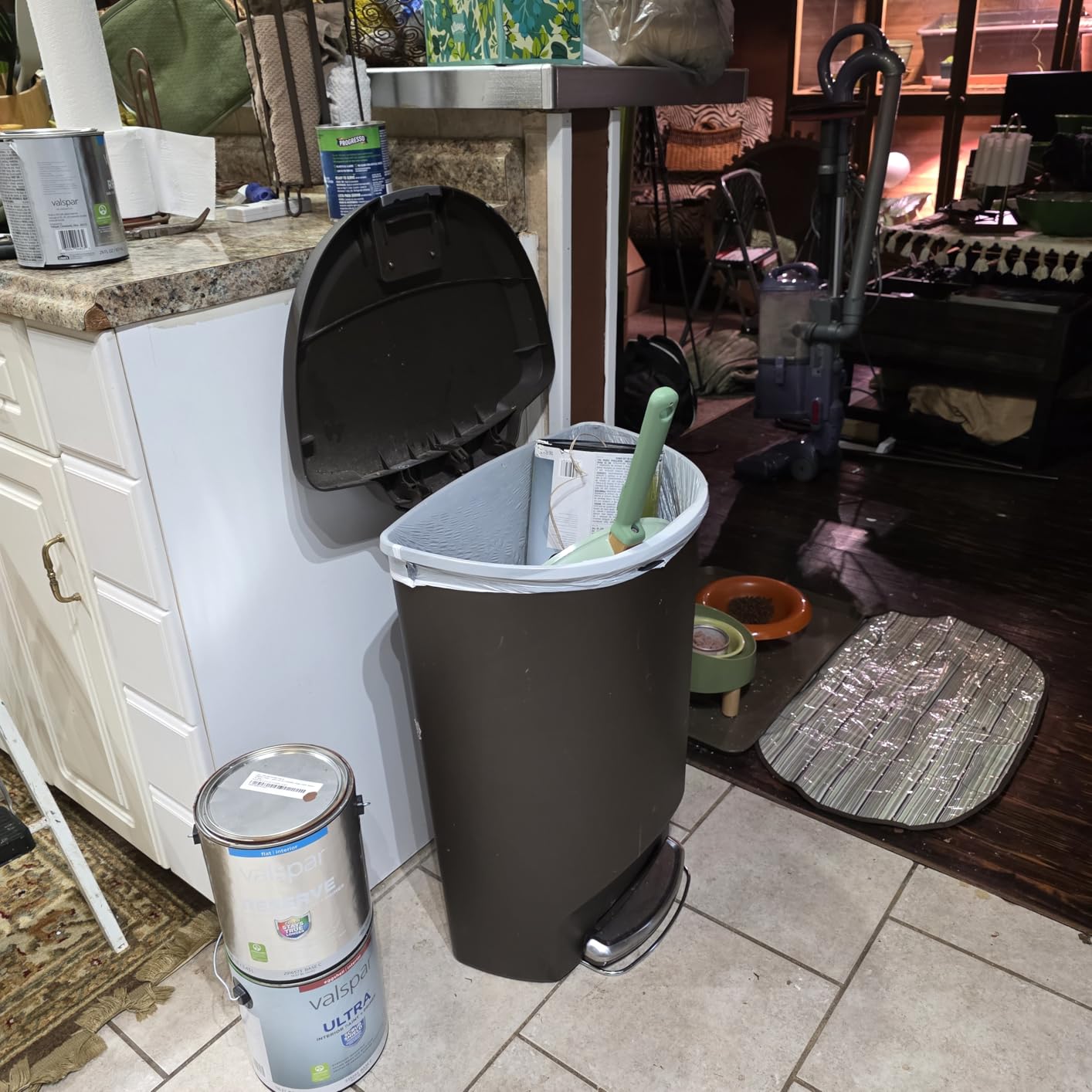 simplehuman 50 Liter / 13 Gallon Semi-Round Kitchen Step Trash Can with Secure Slide Lock, Black Plastic - Customer Photo 2