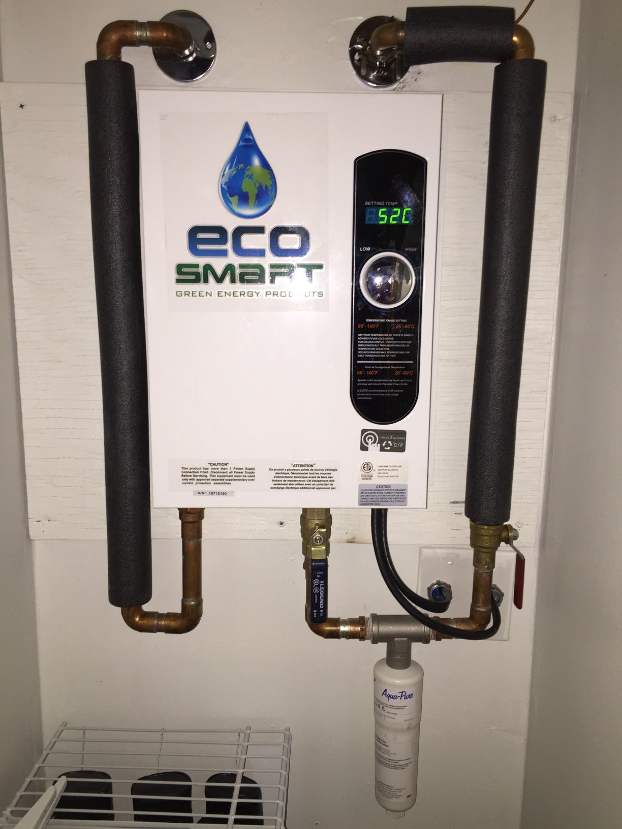EcoSmart ECO 18 Electric Tankless Water Heater, 18 KW at 240 Volts with Patented Self Modulating Technology, 17 x 14 x 3.5, White - Customer Photo 1