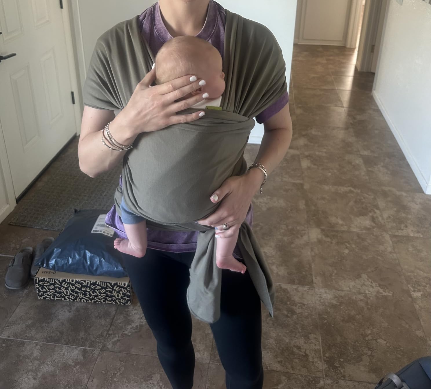 Boba Baby Wrap Carrier - Original Baby Sling Carrier for Newborns (7-35 lbs), Soft, Secure, Hands-Free & Ergonomic, Ideal for Comfortable Bonding, New Parents (Black) customer photo 1