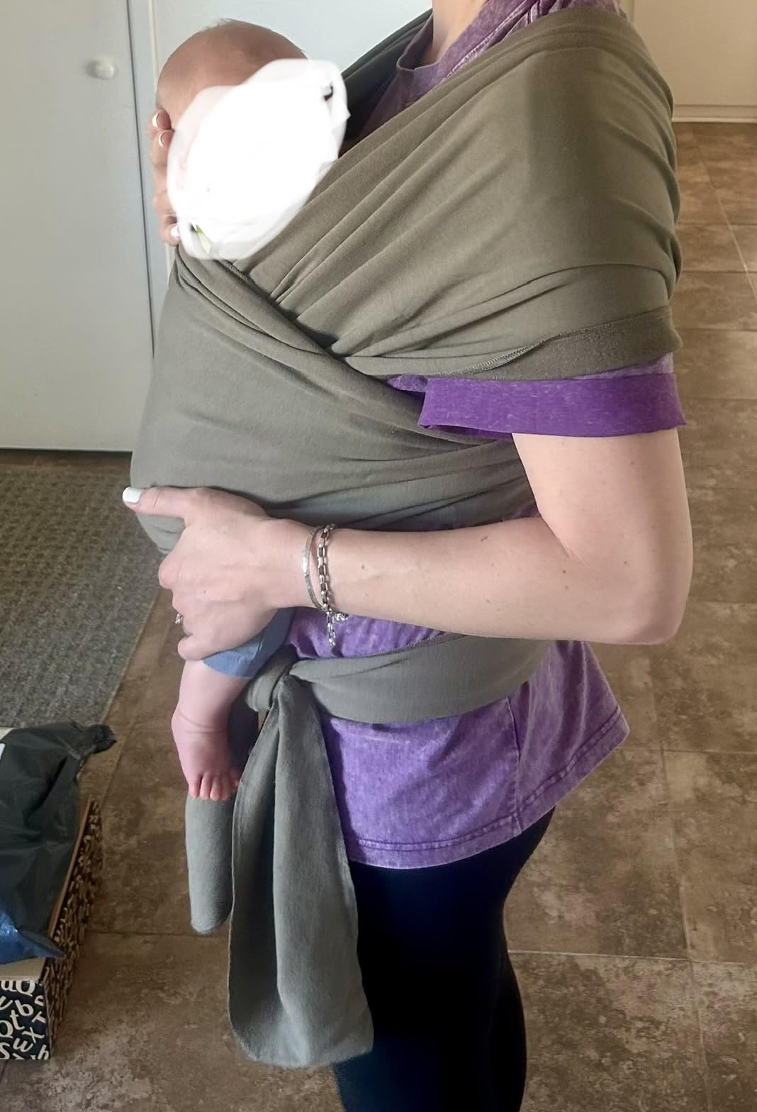 Boba Baby Wrap Carrier - Original Baby Sling Carrier for Newborns (7-35 lbs), Soft, Secure, Hands-Free & Ergonomic, Ideal for Comfortable Bonding, New Parents (Black) customer photo 2