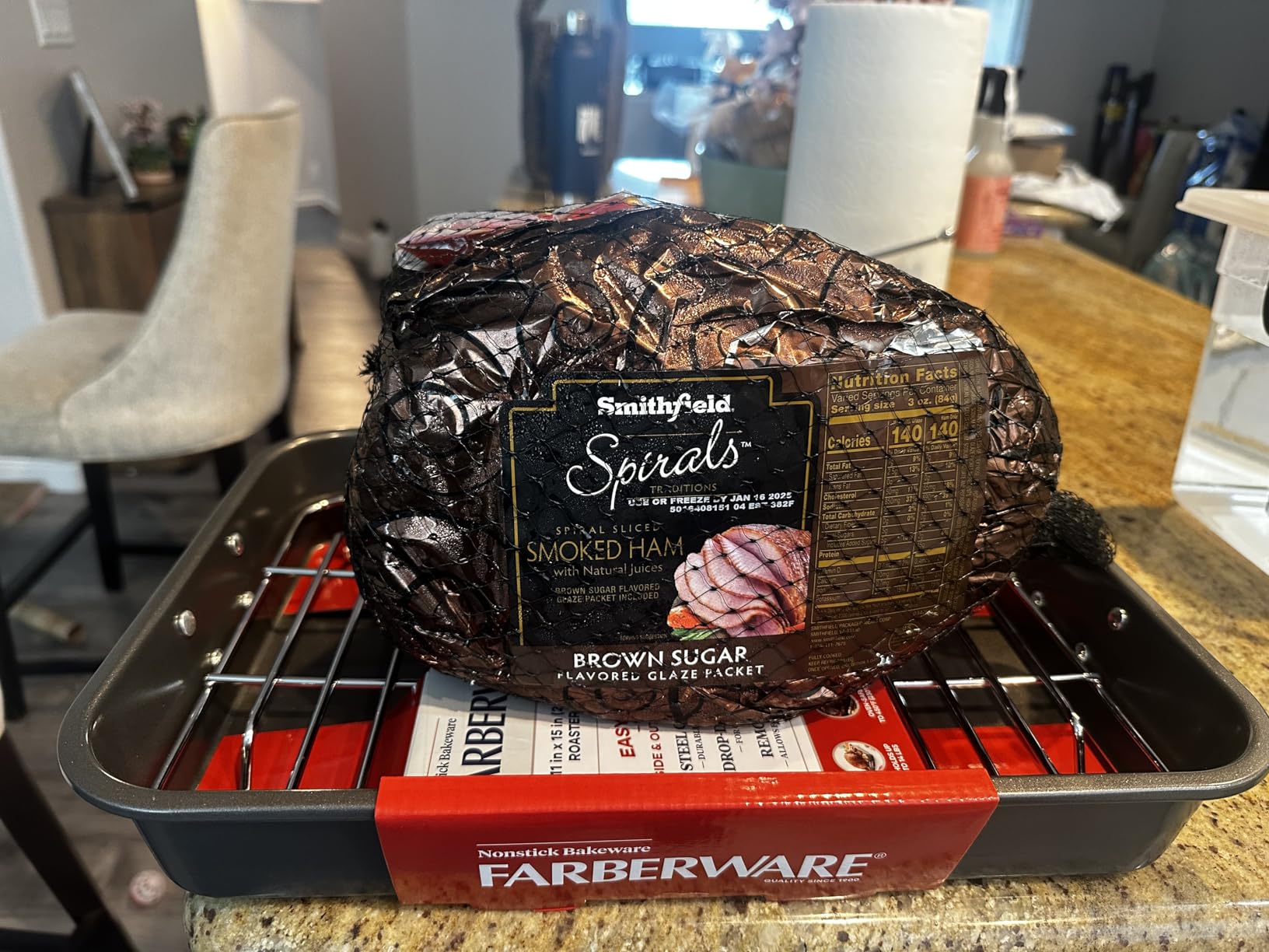 Farberware Bakeware Nonstick Steel Roaster with Flat Rack, 11-Inch x 15-Inch, Gray - Customer Photo 1