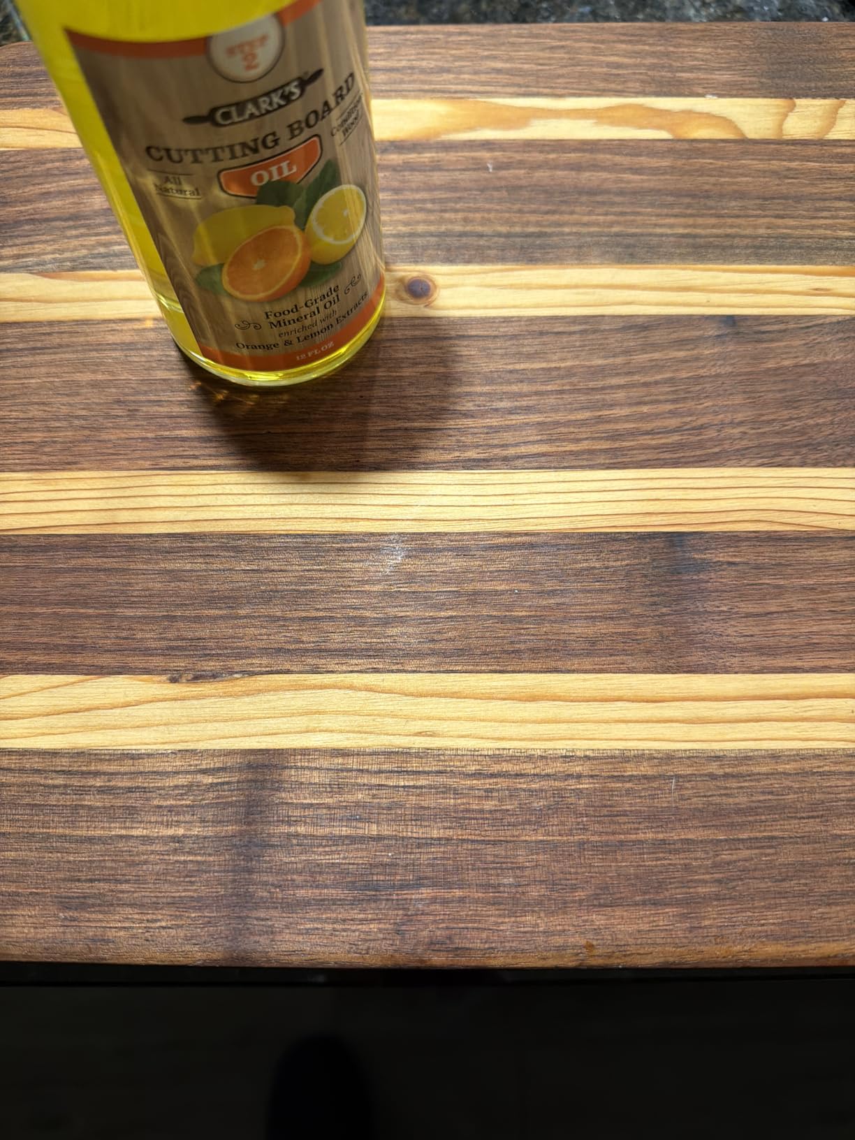 CLARK'S Cutting Board Oil - Food Grade Mineral Oil for Cutting Board - Enriched with Lemon and Orange Oils - Butcher Block Oil and Conditioner - Mineral Oil - Restores and Protects All Wood - 12oz - Customer Photo 4