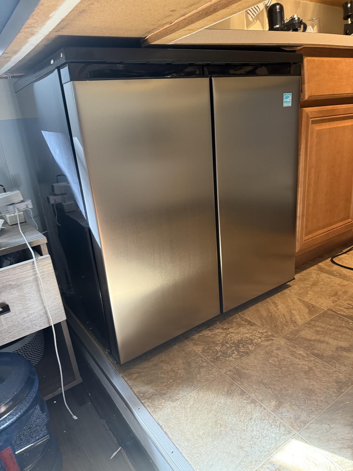 Avanti Mini Fridge Compact Side-by-Side Refrigerator with Freezer for Home Office or Dorm, Features Dual Doors Adjustable Glass Shelves and Adjustable Temperature Control, 5.5-Cu.Ft, Stainless Steel - Customer Photo 1