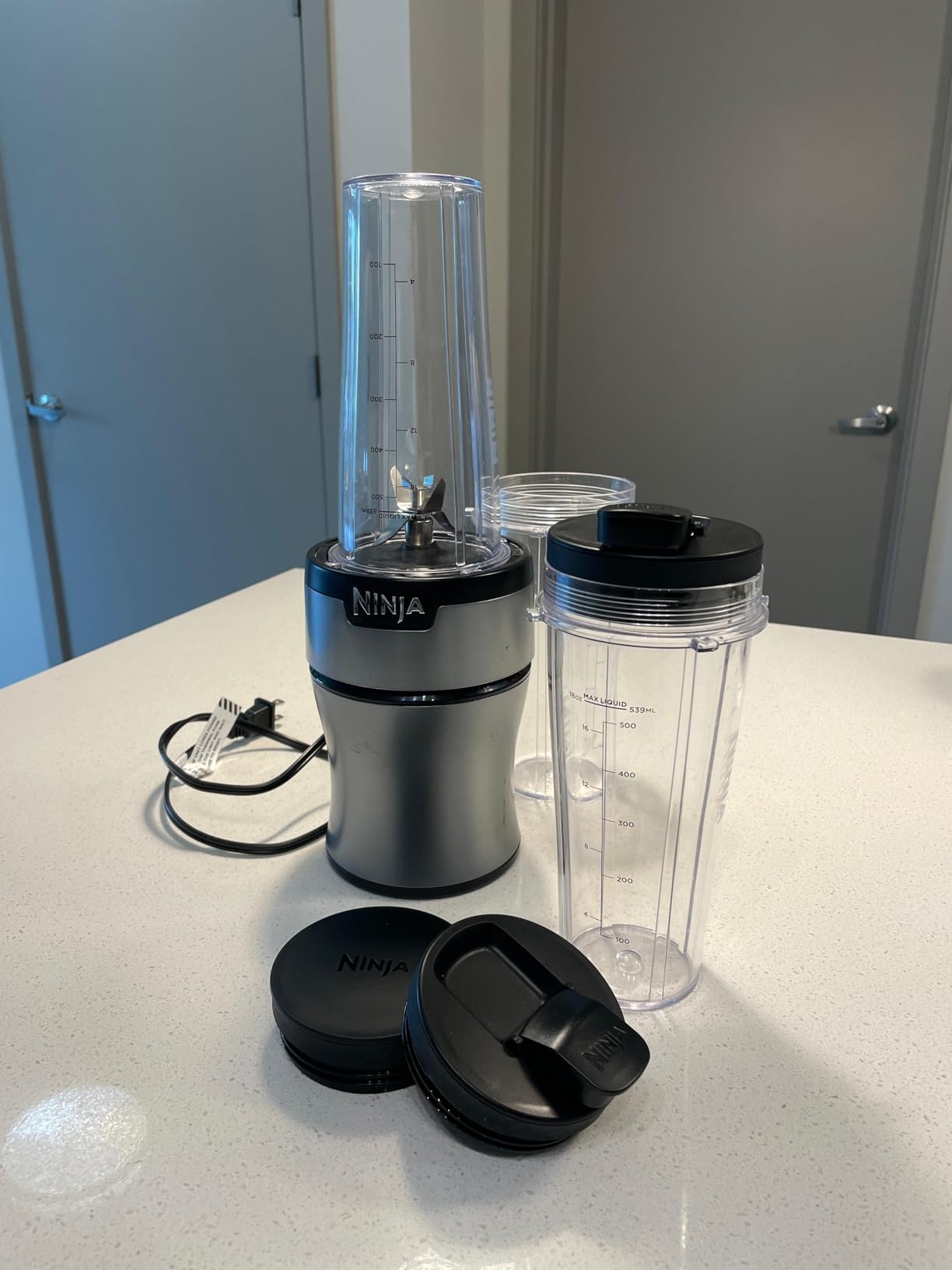 Ninja Fit Compact Personal Blender, Portable Blender for-Smoothies, Shakes, Food Prep, and Frozen Blending, 700-Watt Base, (2) 16-oz. Cups and Spout Lids, Black QB3001SS Customer Review Ninja Fit Compact Personal Blender, Portable Blender for-Smoothies, Shakes, Food Prep, and Frozen Blending, 700-Watt Base, (2) 16-oz. Cups and Spout Lids, Black QB3001SS - Customer Photo 1