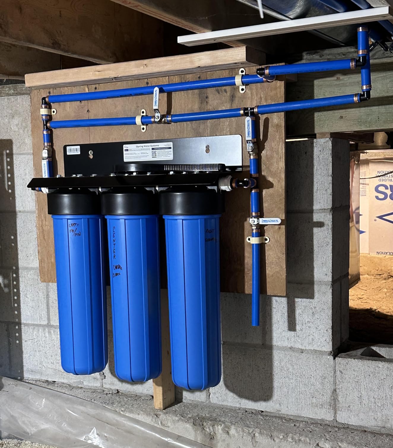 iSpring Whole House Water Filter System, Reduces Iron, Manganese, Chlorine, Sediment, Taste, and Odor, 3-Stage Iron Filter Whole House, Model: WGB32BM - Customer Photo 1