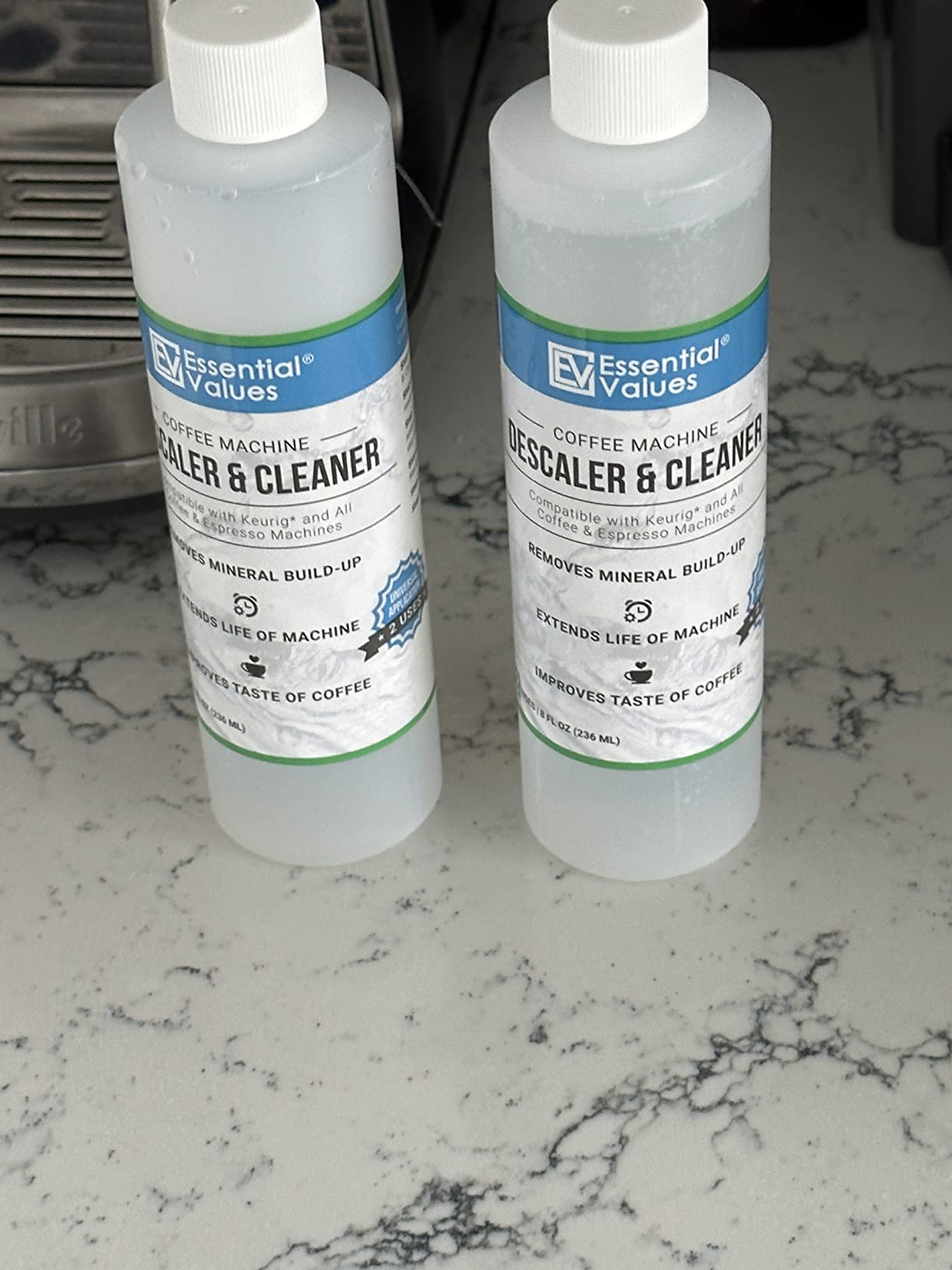 Essential Values Descaling Solution for Delonghi Keurig Breville Nespresso (4 Uses) - Coffee Machine Descaler Cleaner - Liquid To Descale Automatic Coffee Makers & Espresso Machines - Customer Photo 2