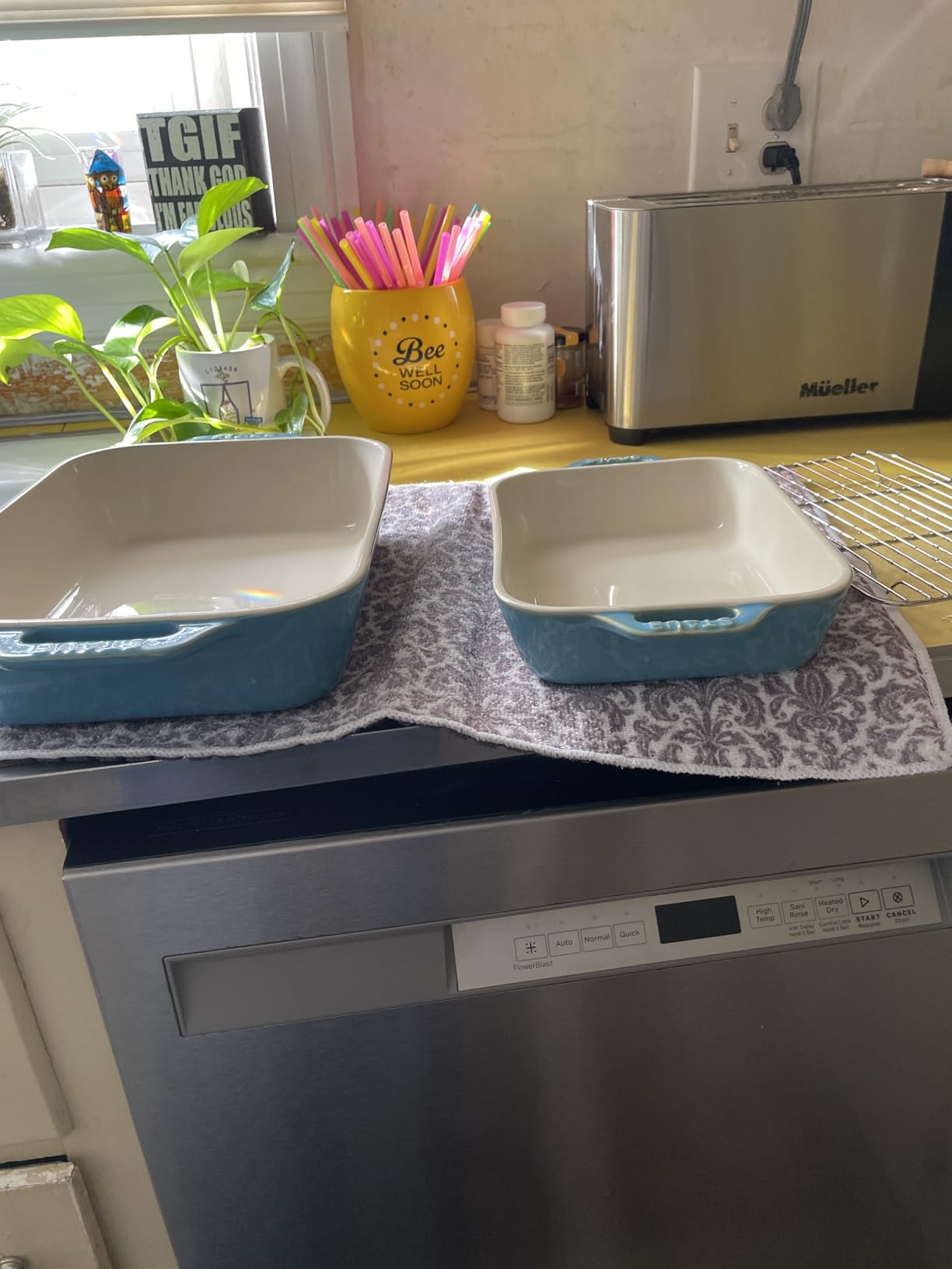 Staub Ceramic Rectangular Baking Dish Set, Casserole Dish, 2-Piece, Rustic Turquoise - Customer Photo 1