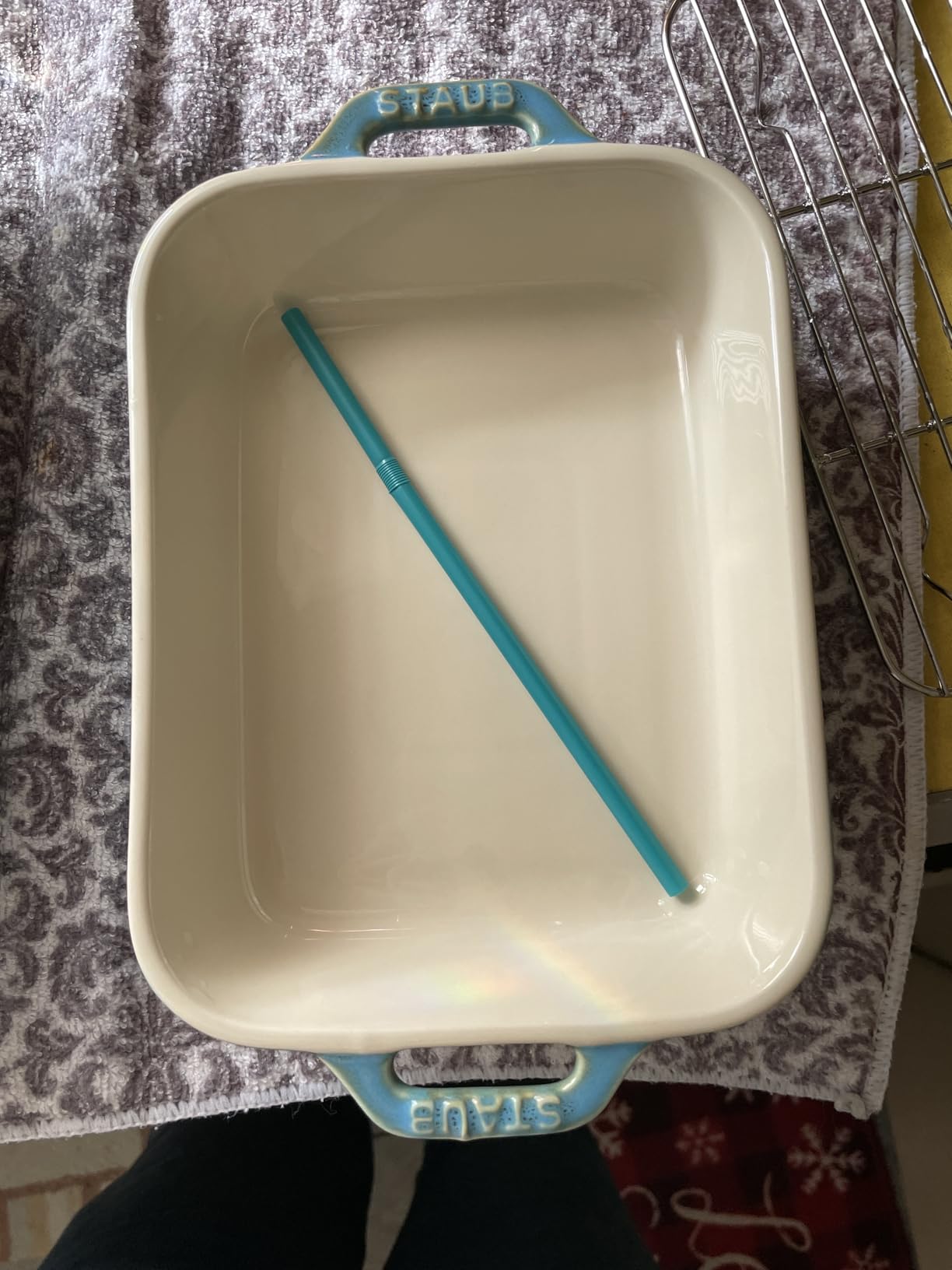 Staub Ceramic Rectangular Baking Dish Set, Casserole Dish, 2-Piece, Rustic Turquoise - Customer Photo 2