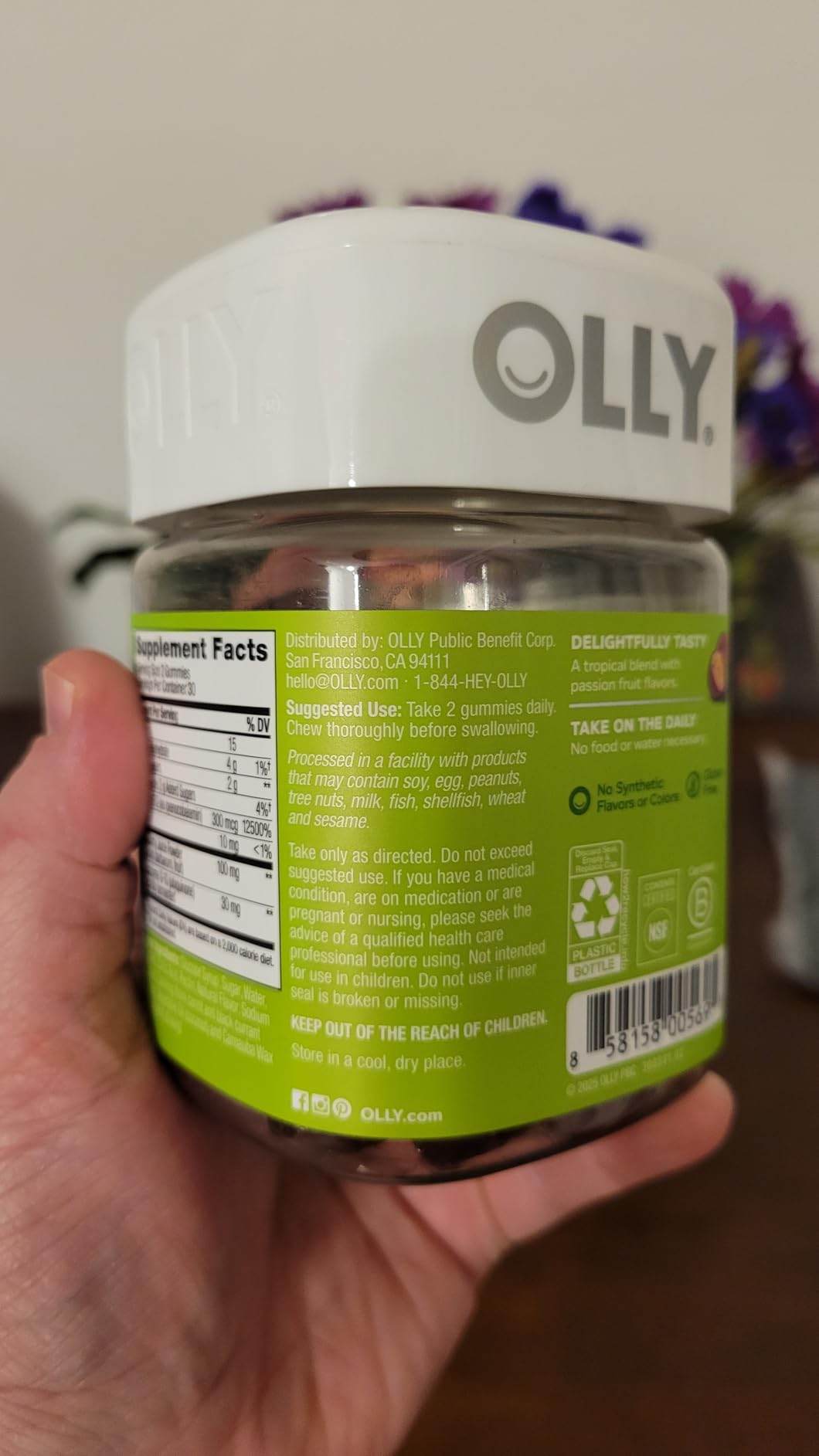 OLLY Daily Energy Gummy, Caffeine Free, Vitamin B12, CoQ10, Goji Berry, Adult Chewable Supplement, Tropical Flavor - 60 Count customer photo 2