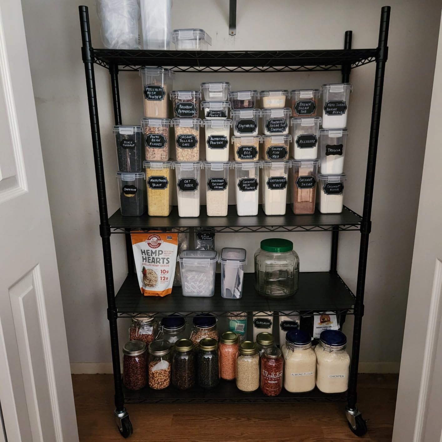 Amazon Basics 5-Shelf Adjustable, Heavy Duty Storage Shelving Unit on 4'' Wheel Casters, Metal Organizer Wire Rack, 30