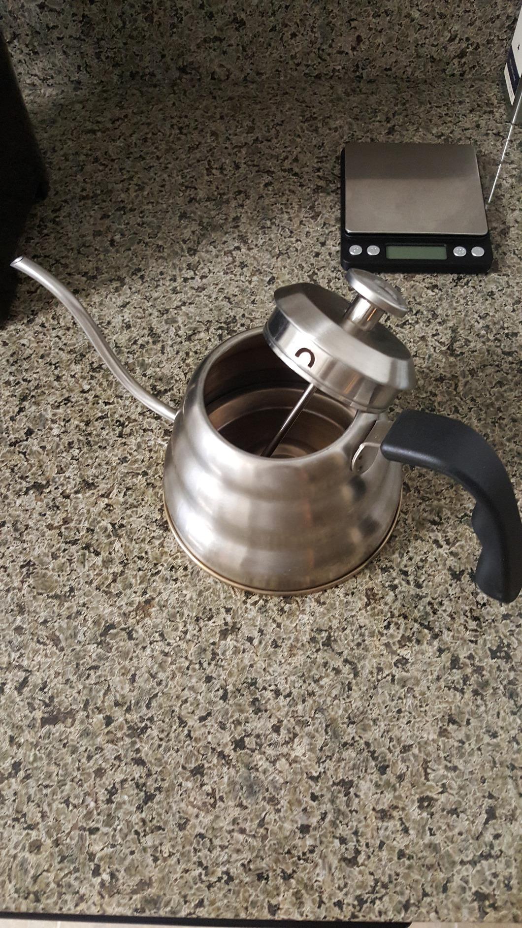 Barista Warrior Gooseneck Kettle with Built-In Thermometer for Pour Over Coffee & Tea - 1L Stainless Steel Kettle Stovetop Safe with Precision Spout - Stainless Steel (silver) - Customer Photo 1