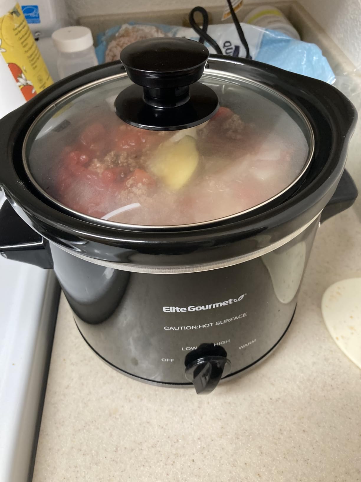 Elite Gourmet MST-350B Electric Slow Cooker, Adjustable Temp, Entrees, Sauces, Stews & Dips, Dishwasher Safe Glass Lid & Crock (3 Quart, Black) - Customer Photo 4