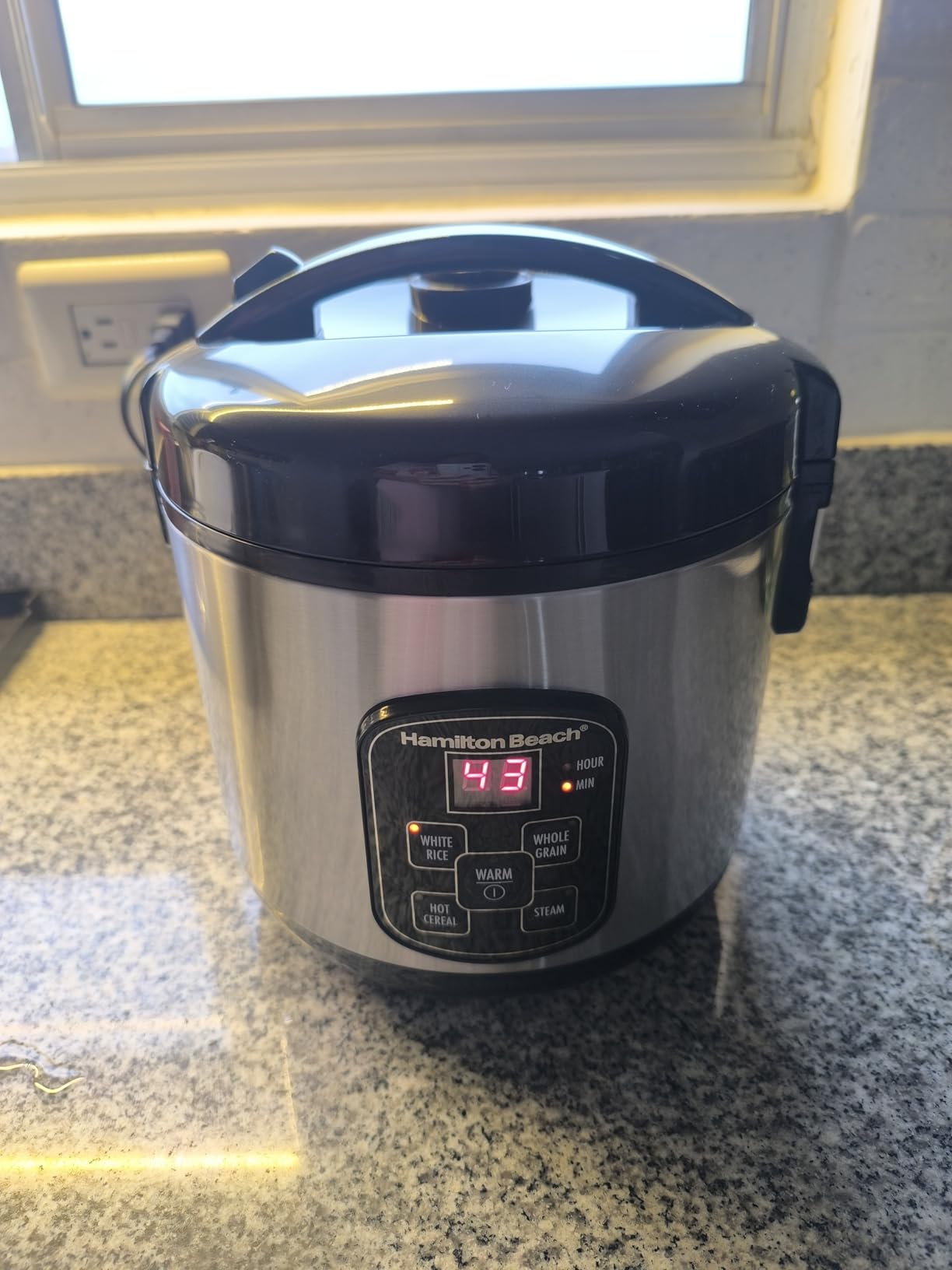 Hamilton Beach Digital Programmable Rice Cooker & Food Steamer, 8 Cups Cooked (4 Uncooked), With Steam & Rinse Basket, Stainless Steel (37518) Customer Review Hamilton Beach Digital Programmable Rice Cooker & Food Steamer, 8 Cups Cooked (4 Uncooked), With Steam & Rinse Basket, Stainless Steel (37518) - Customer Photo 2