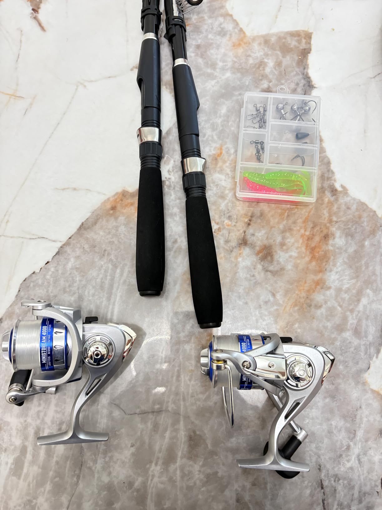 Fishing Pole Combo Set,2.1m/6.89ft 2PCS Collapsible Rods 2PCS Spinning Reels Lures Set Carrier Bag Carbon Fiber Telescopic Fishing Rods Sea Saltwater Freshwater Kit Fishing Rod Reel Combos customer photo 1