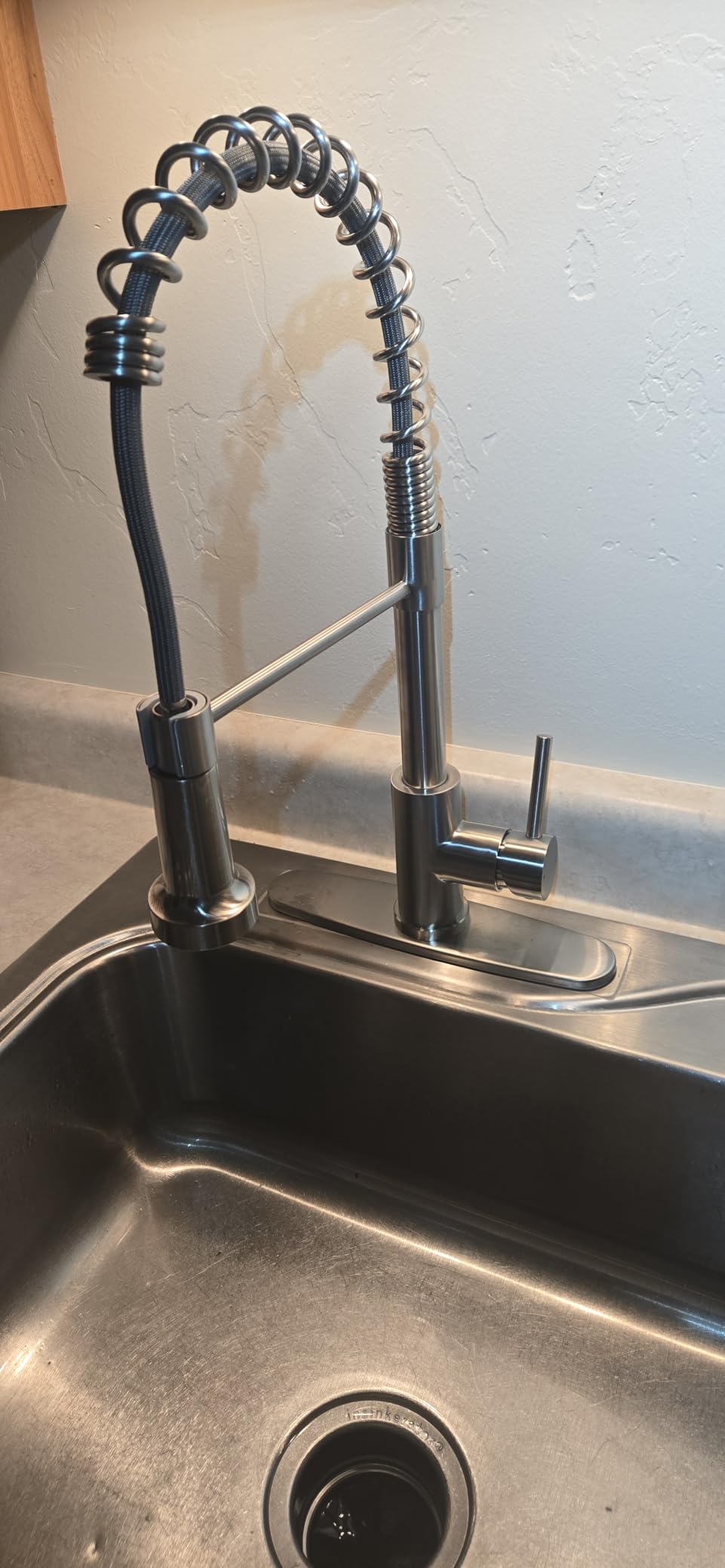 OWOFAN Kitchen Faucet with Pull Down Sprayer Brushed Nickel Stainless Steel 1 Handle Pull Out Spring Sink Faucets 1 Hole Or 3 Hole Dual Function for Farmhouse Camper Laundry Utility Rv Wet Bar - Customer Photo 2