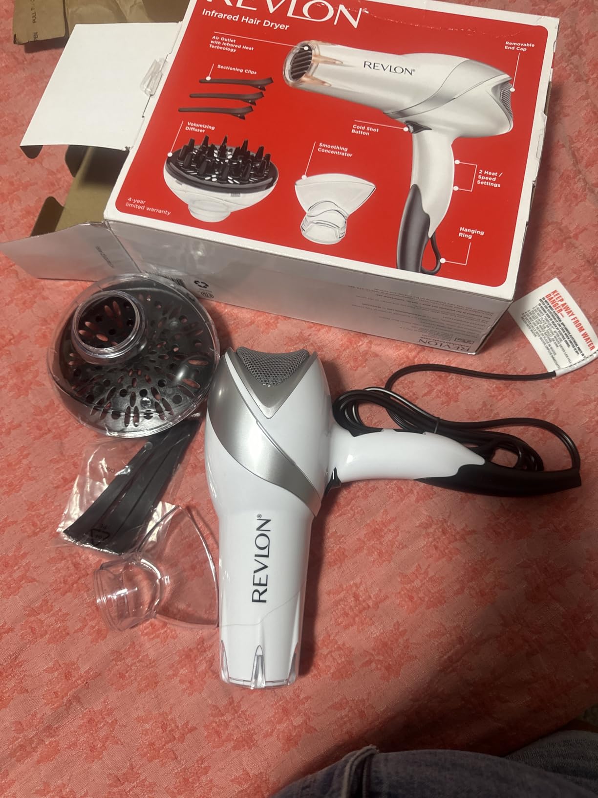 REVLON Infrared Hair Dryer with Diffuser & Concentrator - Ionic Ceramic Blow Dryer for Frizz Control, Shine, Soft Hair & Moisture Protection - 1875W Professional Salon-Quality (White) customer photo 2