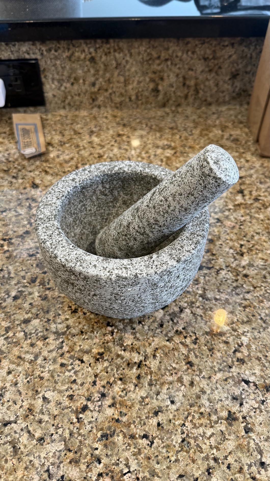 GORILLA GRIP Heavy Duty Mortar and Pestle Set with Slip Resistant Base, 100% Granite Stone Molcajete Guacamole Bowl, Grind Seeds, Garlic, Herb, Kitchen Muddler, Essentials for Chefs, 1.5 Cup Gray - Customer Photo 1