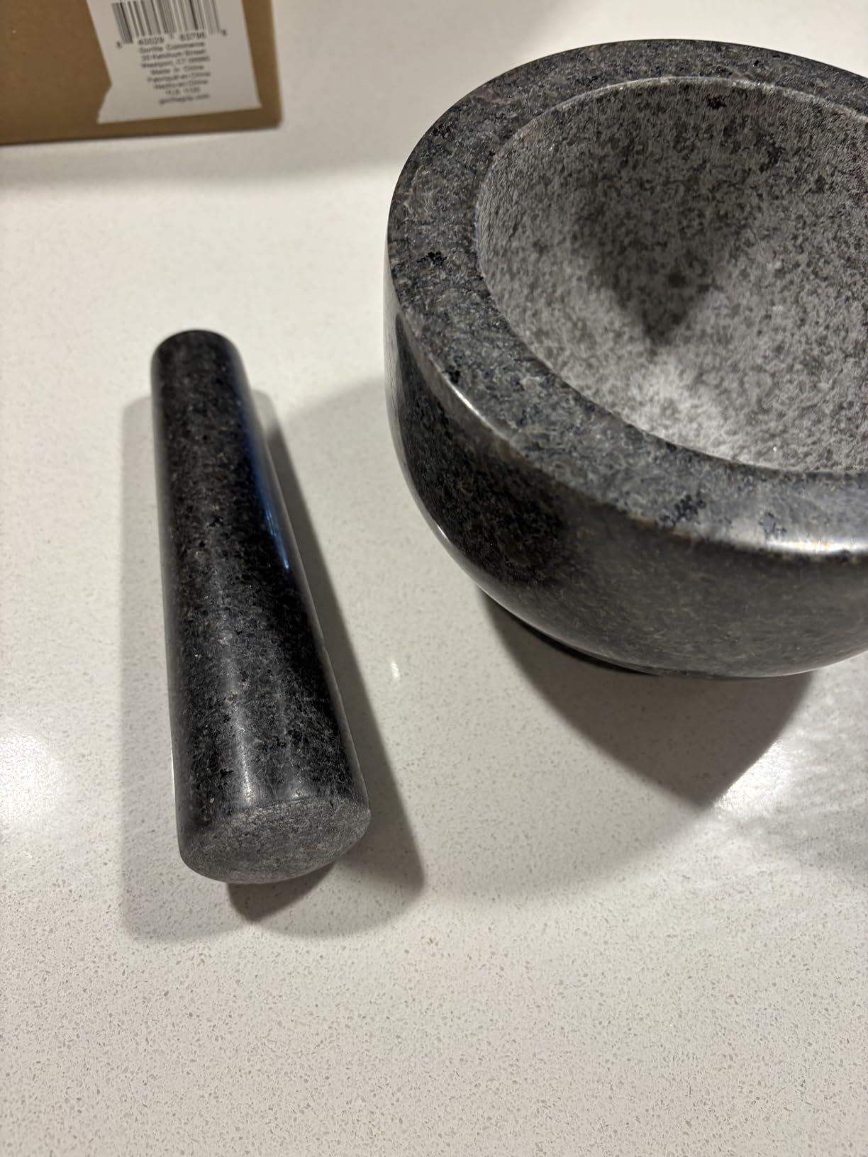 GORILLA GRIP Heavy Duty Mortar and Pestle Set with Slip Resistant Base, 100% Granite Stone Molcajete Guacamole Bowl, Grind Seeds, Garlic, Herb, Kitchen Muddler, Essentials for Chefs, 1.5 Cup Gray - Customer Photo 3