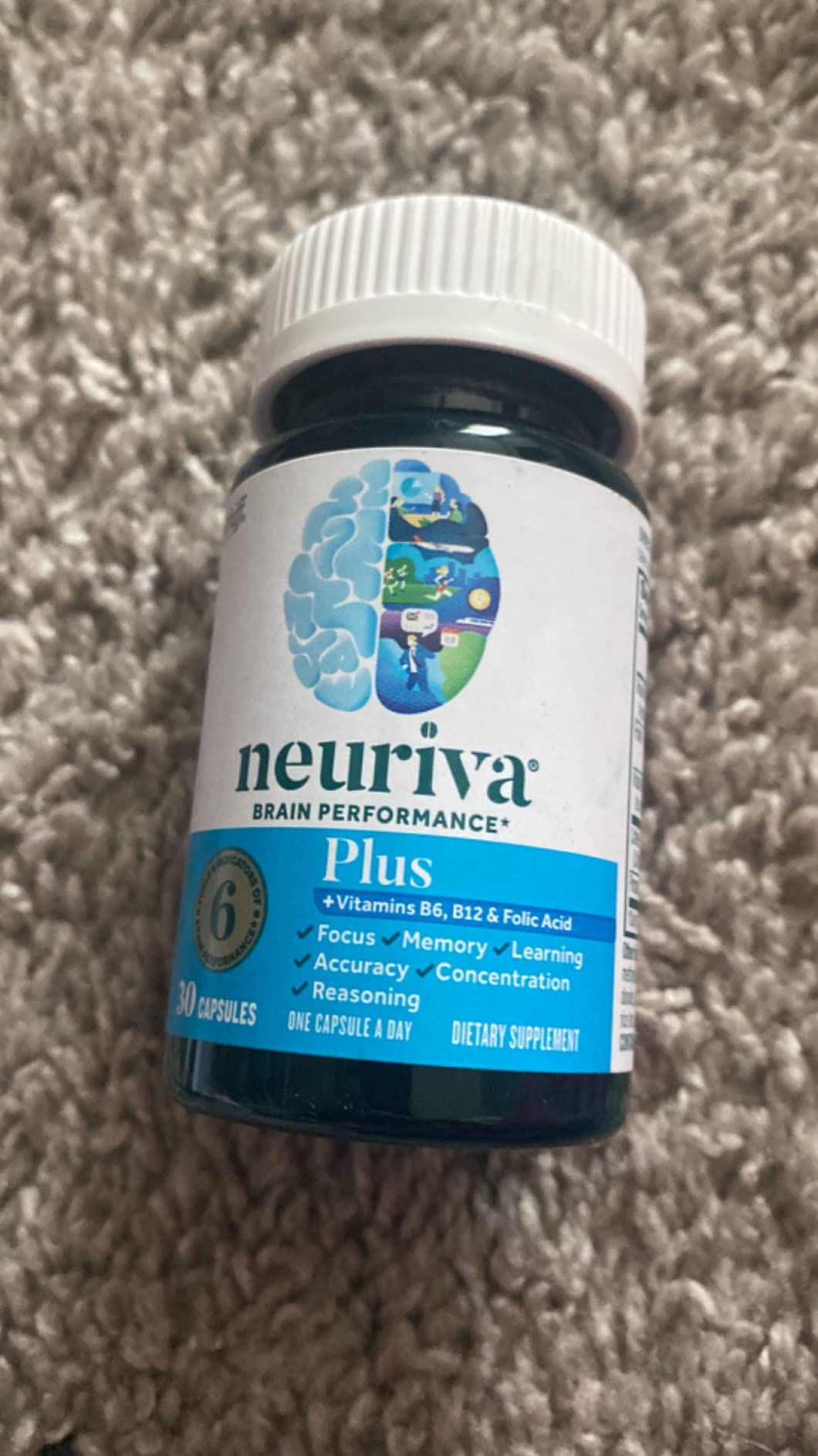 NEURIVA Plus Brain Supplement for Memory and Focus Clinically Tested Nootropics for Concentration for Mental Clarity, Cognitive Enhancement Vitamins B6, B12, Phosphatidylserine 30 Capsules customer photo 2