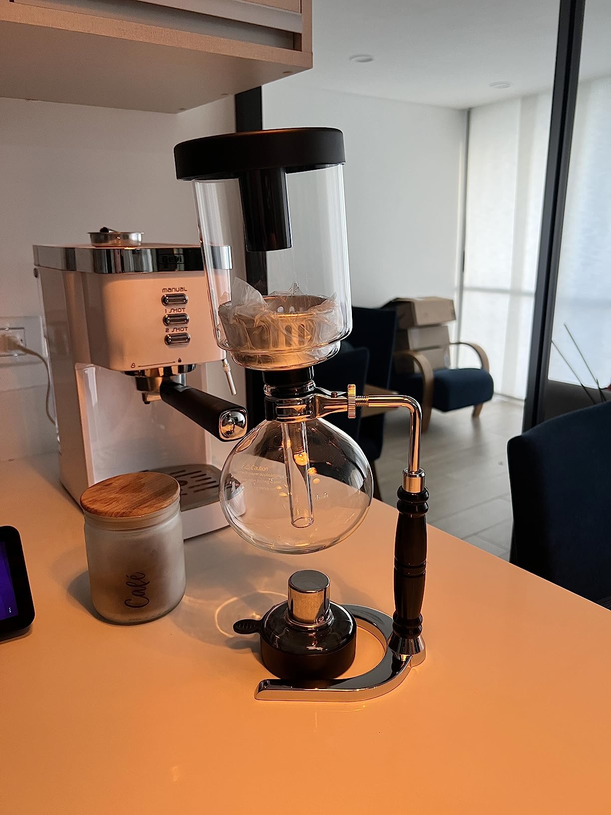 YUCHENGTECH Siphon Syphon Coffee Maker Tabletop Glass Siphon Pot Glass Technica Siphon Vacuum Coffee Maker(5 Cups(600ml)) - Customer Photo 1