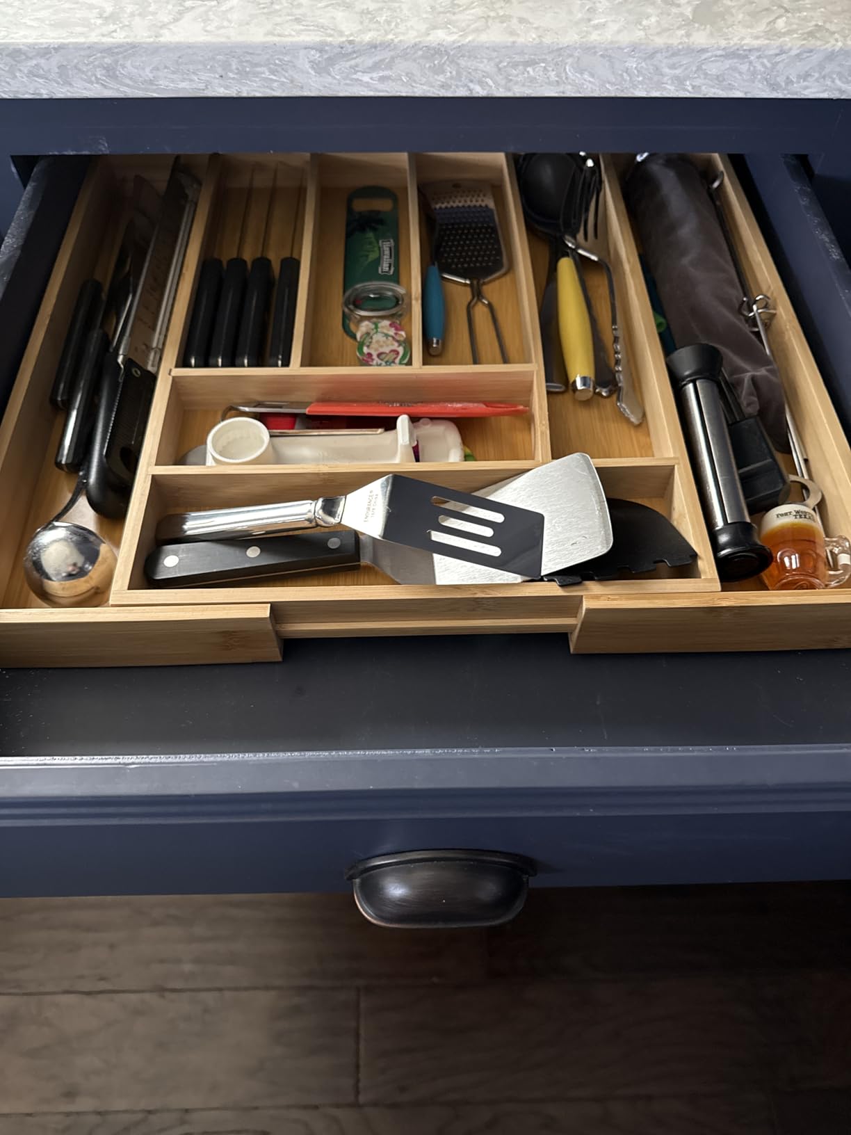 Pipishell Bamboo Expandable Silverware Drawer Organizer, Adjustable Kitchen Utensil Tray for Forks, Spoons and Knives, Wood Storage Cutlery Holder for Bedroom and Living Room - Customer Photo 2