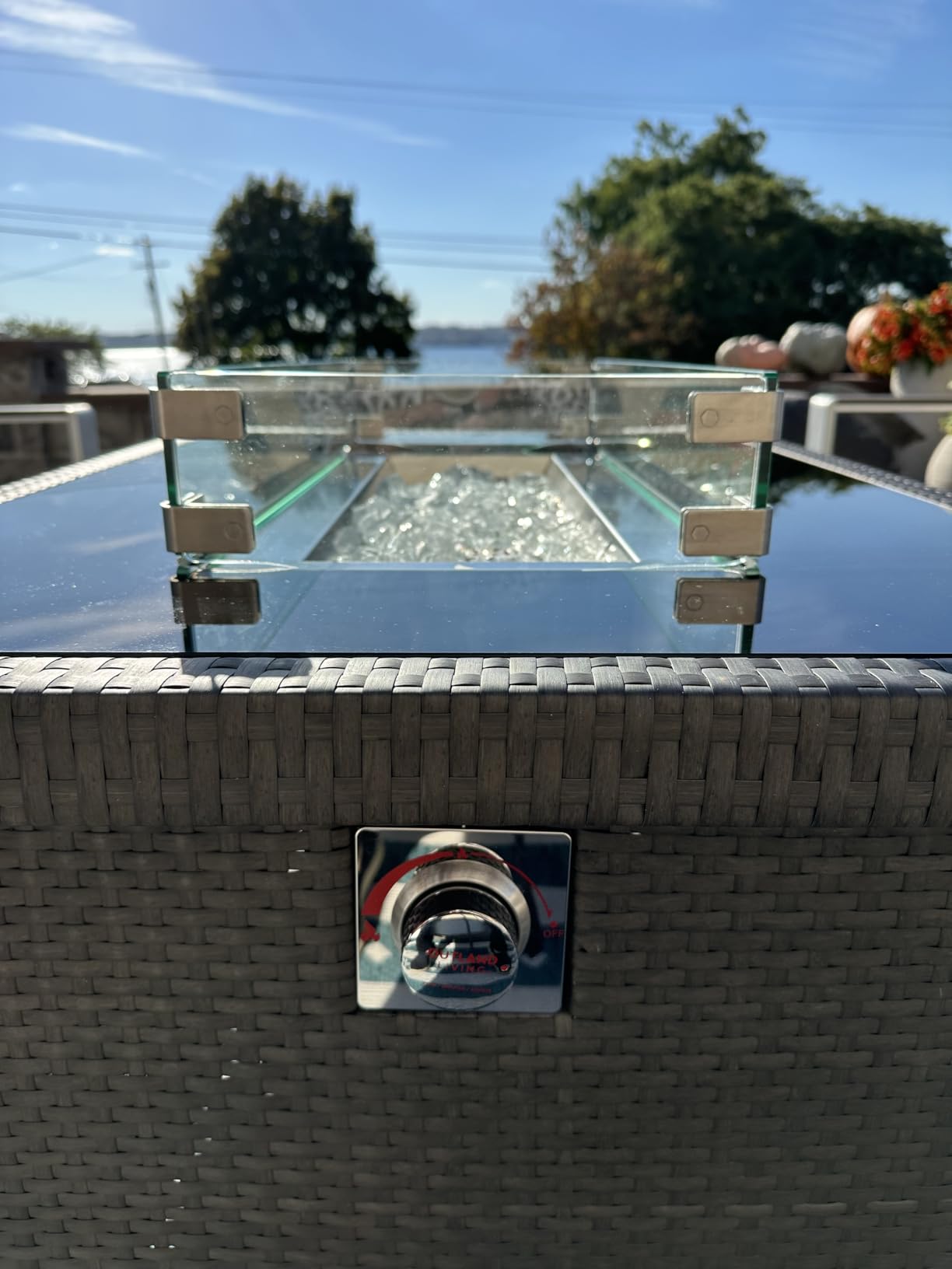 Outland Living Series 403 Fire Table - 44'' 50,000 BTU Outdoor Propane Gas Fire Pit Table with Tempered Glass Top & Arctic Ice Decorative Glass Rocks, Slate Grey customer photo 1