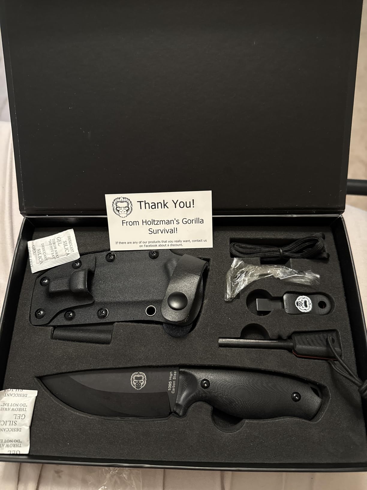 Holtzman's Gorilla Survival Bloodline Fixed Blade Knife with Sheath - Full Tang 1095 High Carbon Steel - Outdoor Bushcraft & Hunting Knife for Survival Gear customer photo 1