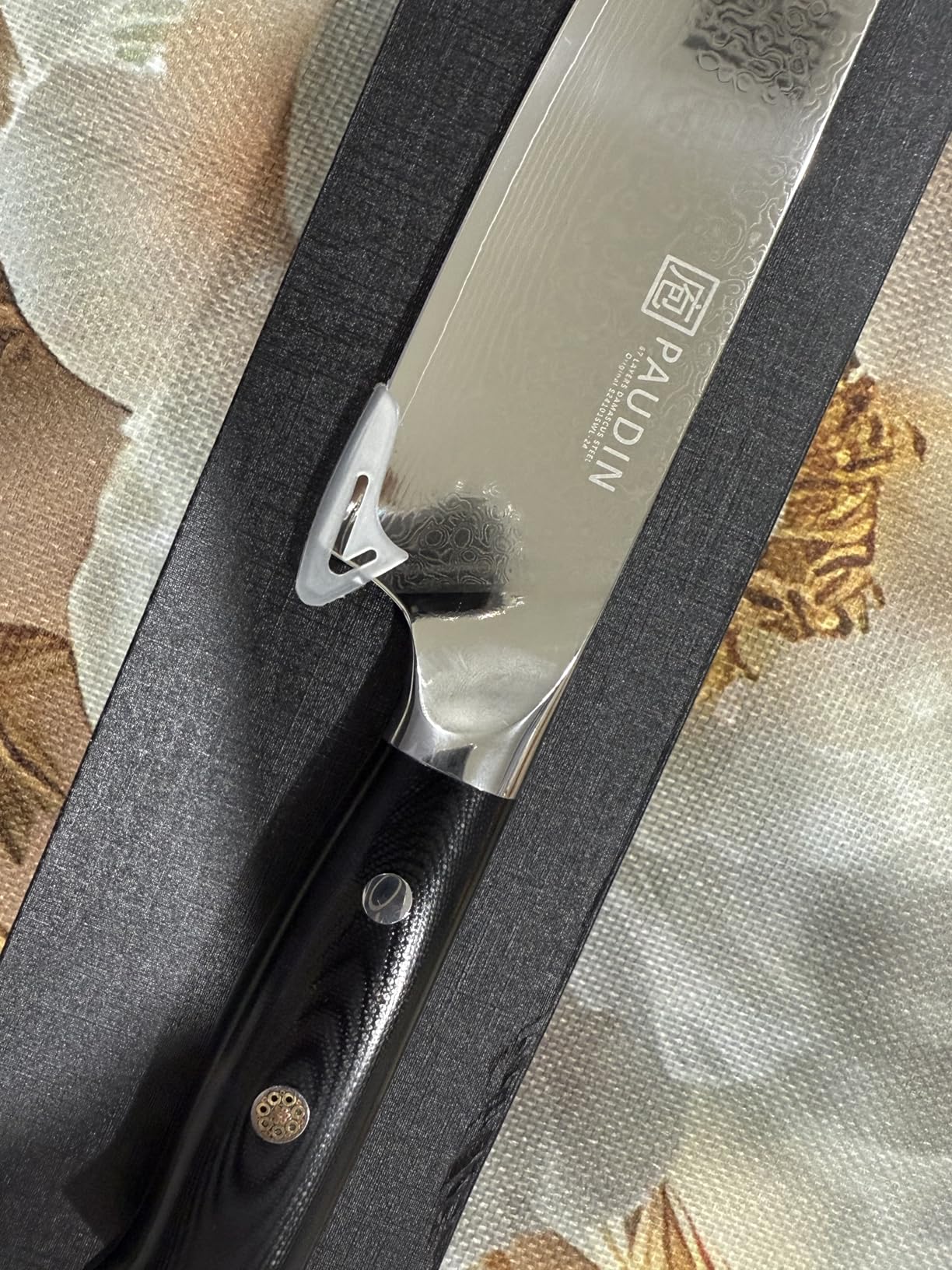 PAUDIN Nakiri Knife 7'', Damascus Chef Knife, Japanese VG-10 Stainless Steel, Kitchen Knife with G10 Full Tang Handle - Customer Photo 2