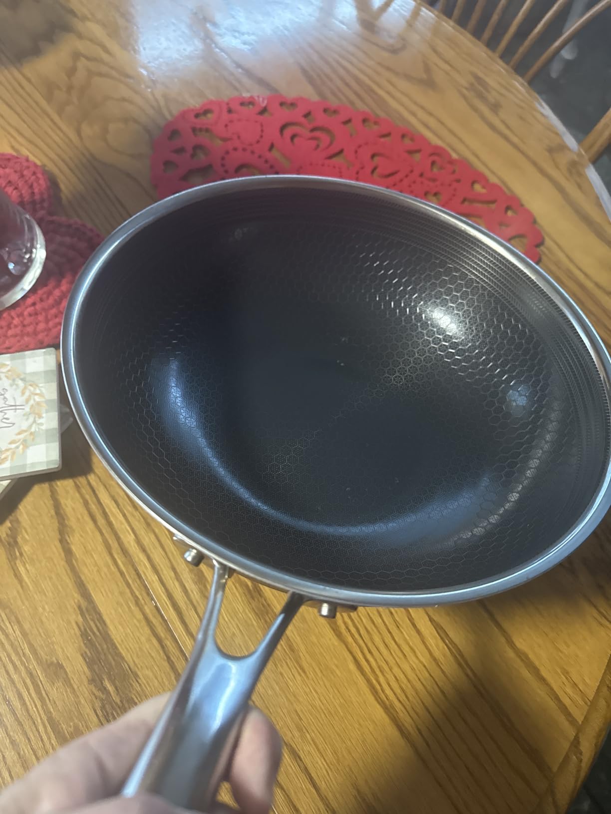 HexClad Hybrid Nonstick 12-Inch Wok, Stay-Cool Handle, Dishwasher-Friendly, Oven-Safe Up to 900°F, Induction Ready, Compatible with All Cooktops - Customer Photo 2