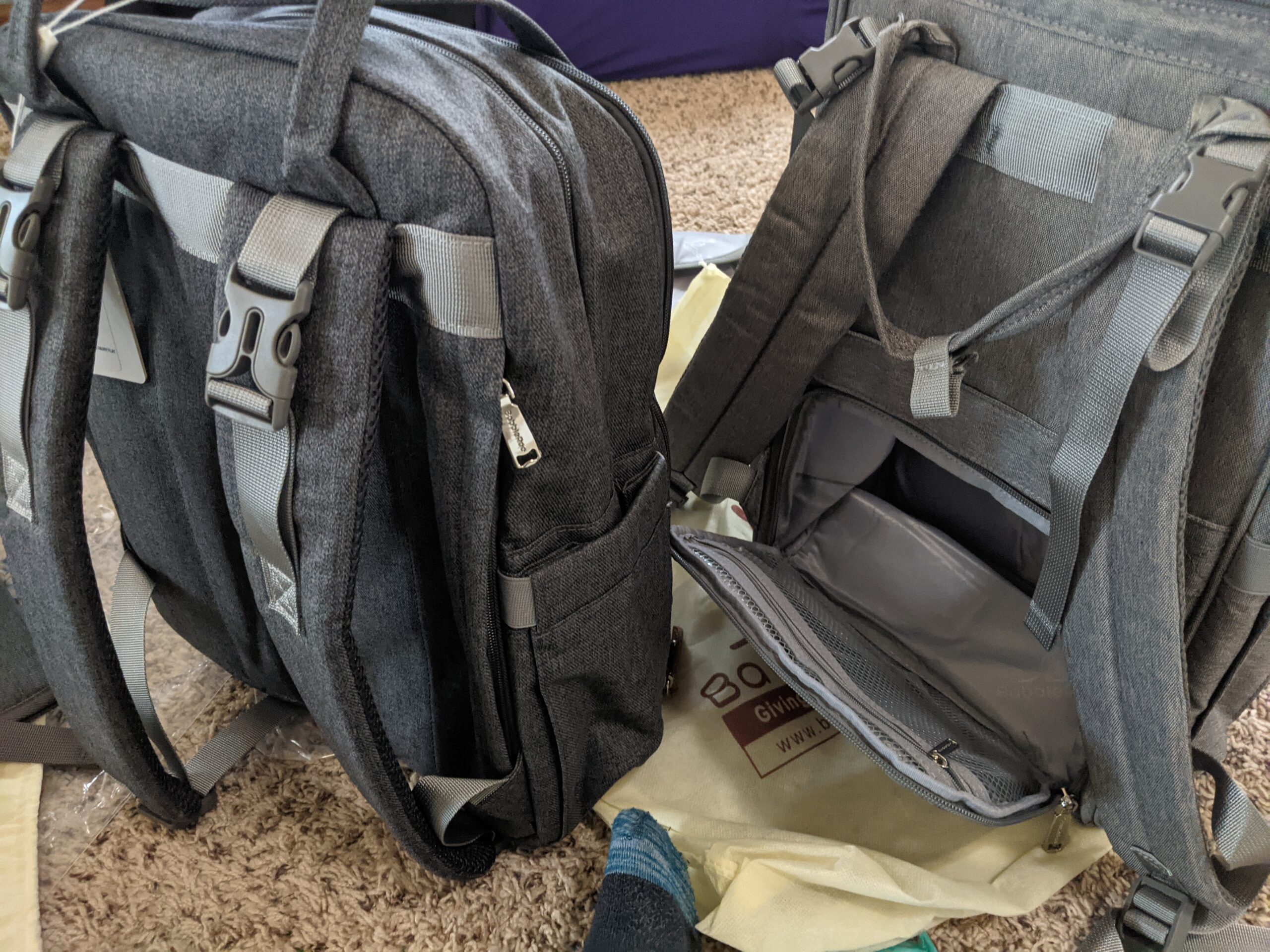 BabbleRoo Diaper Bag Backpack - Baby Essentials Travel Tote - Multi Function Water Resistant Diaper Bag, Travel Essentials Baby Bag with Changing Pad, Stroller Straps & Pacifier Case - Dark Gray customer photo 1