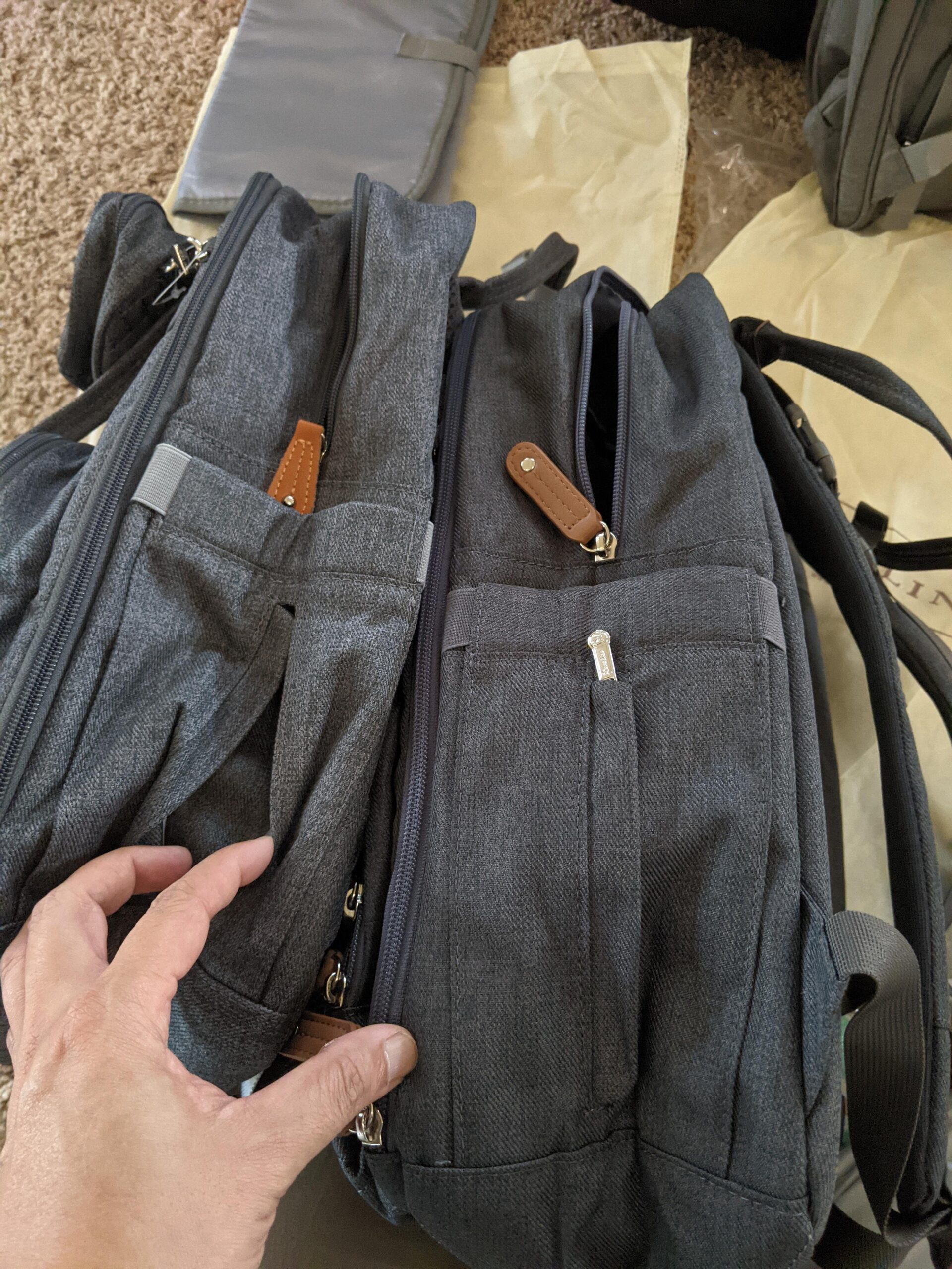 BabbleRoo Diaper Bag Backpack - Baby Essentials Travel Tote - Multi Function Water Resistant Diaper Bag, Travel Essentials Baby Bag with Changing Pad, Stroller Straps & Pacifier Case - Dark Gray customer photo 2