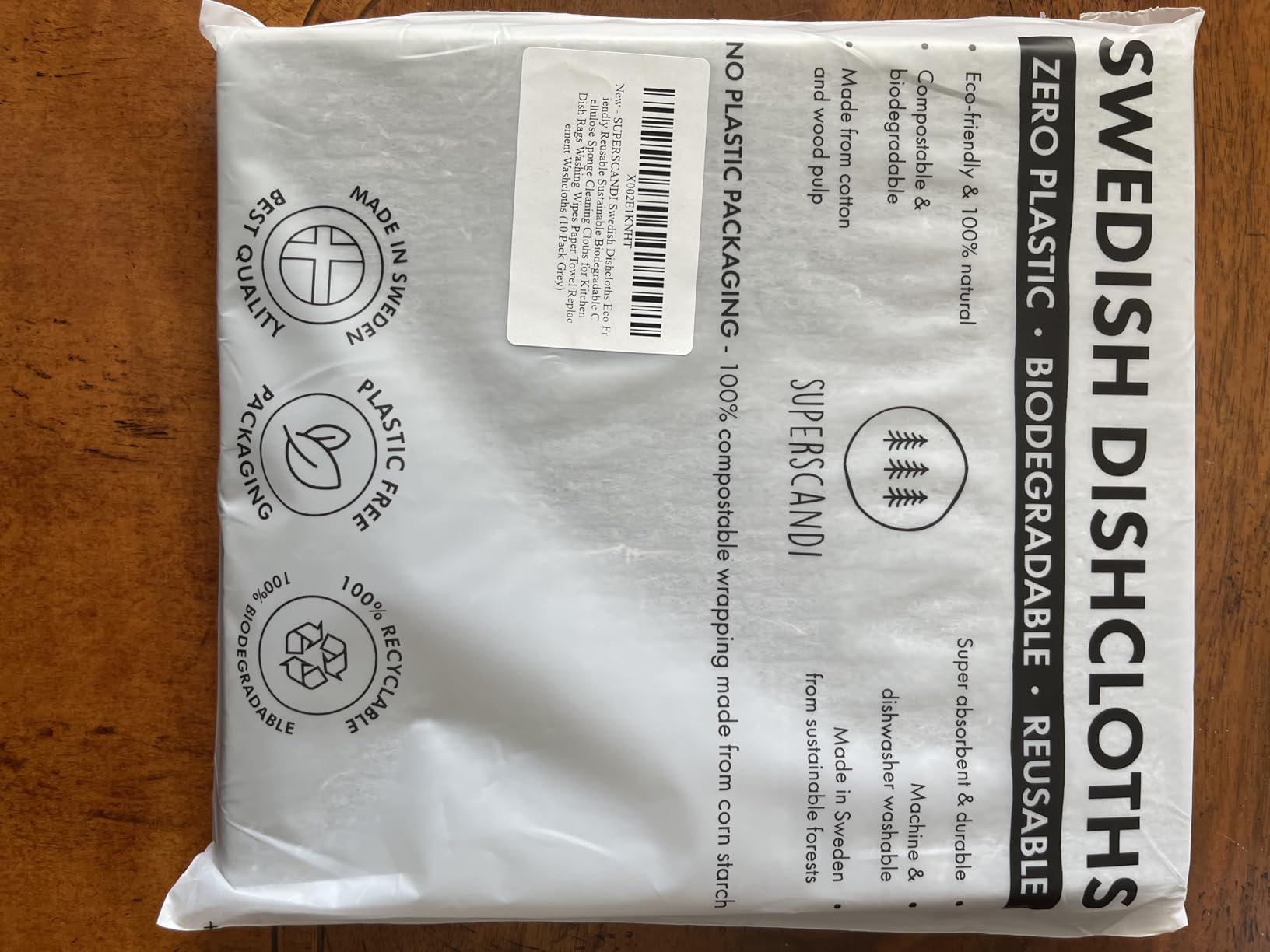 SUPERSCANDI 10 Pack Swedish Dishcloths for Kitchen - 100% Biodegradable & Compostable Reusable Paper Towels Washable, Food-Safe & Without Plastic - Dish Rags Suitable for Any Surface, Grey - Customer Photo 1