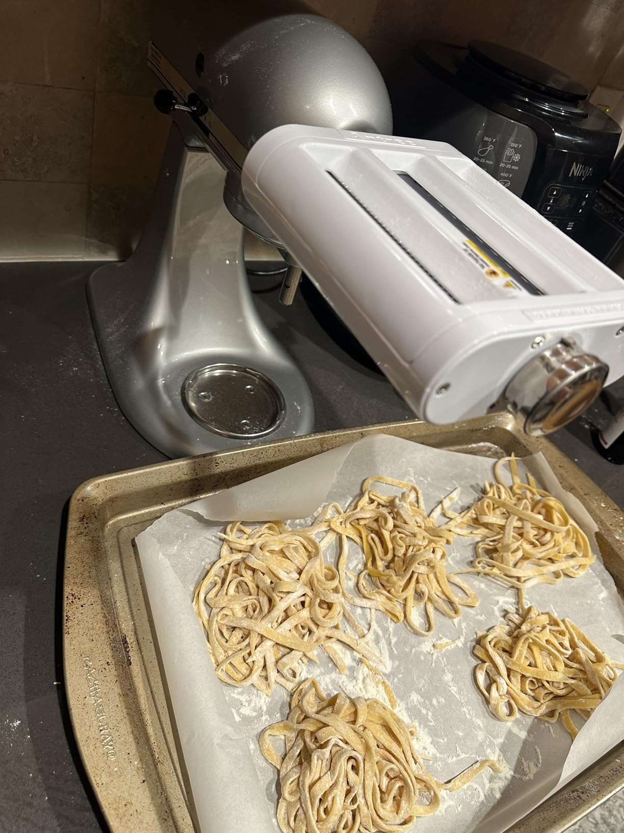 Antree Pasta Maker Attachment 3 in 1 Set for KitchenAid Stand Mixers Included Pasta Sheet Roller, Spaghetti Cutter, Fettuccine Cutter Maker Accessories and Cleaning Brush - Customer Photo 4