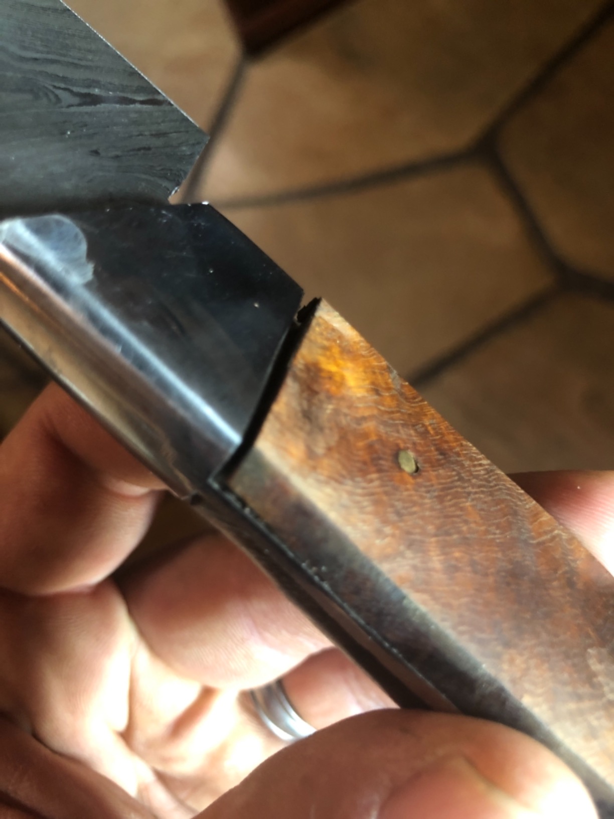 HM-(Brown) Custom Made Damascus Steel #6 Pcs of Professional Utility Kitchen knives Set Comes with Sweet Leather Roll Kit customer photo 2