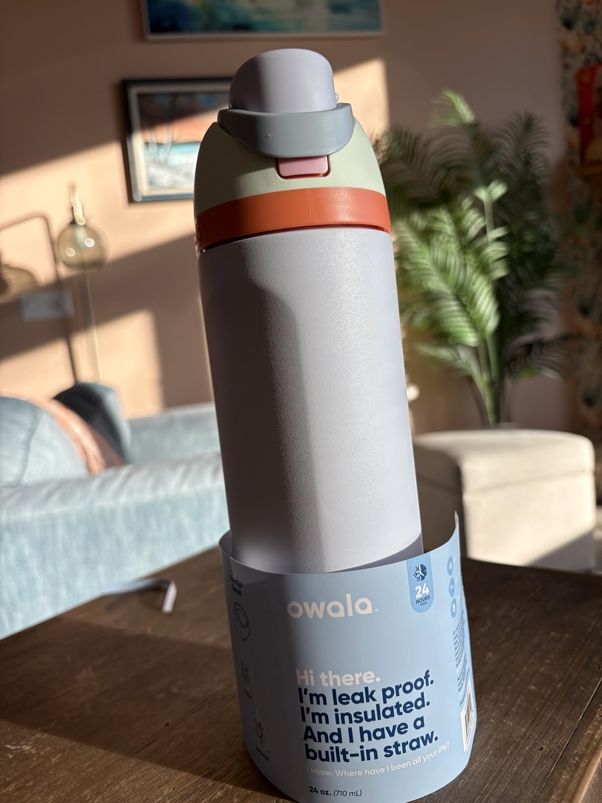 Owala FreeSip Insulated Stainless Steel Water Bottle with Straw, BPA-Free Sports Water Bottle, Great for Travel, 24 Oz, Very, Very Dark customer photo 1