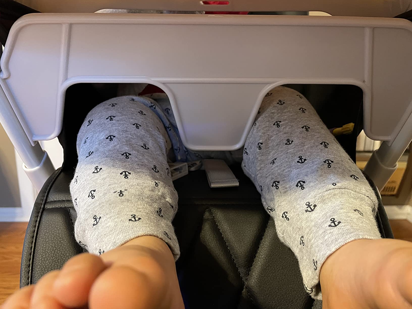 Primo PopUp Folding High Chair for Baby Age 6 to 36 Months - Taupe Folding Beach Style High Chair with Removable Dishwasher Safe Tray, 3pt Safety Harness, Leatherette Seat - Space Saving Design customer photo 1