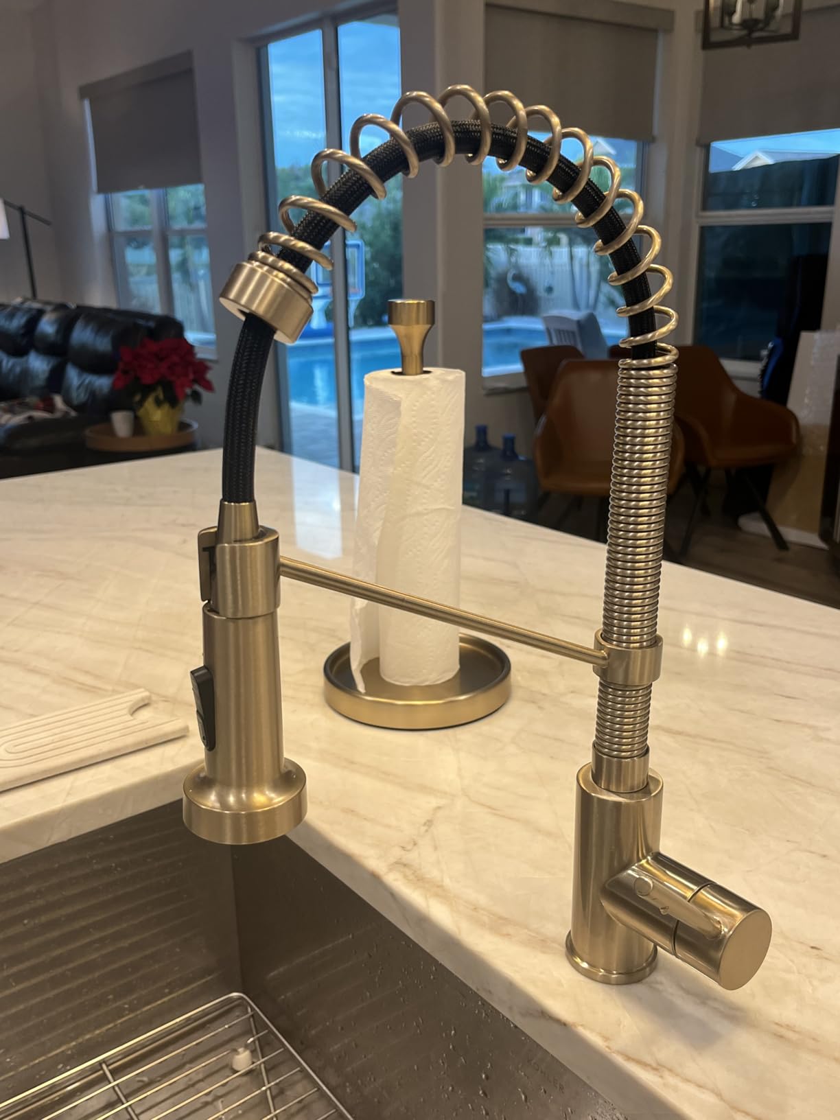 KRAUS Bolden Commercial Style 2-Function Single Handle Pull Down Kitchen Faucet in Spot-Free Antique Champagne Bronze, KPF-1610SFACB - Customer Photo 1