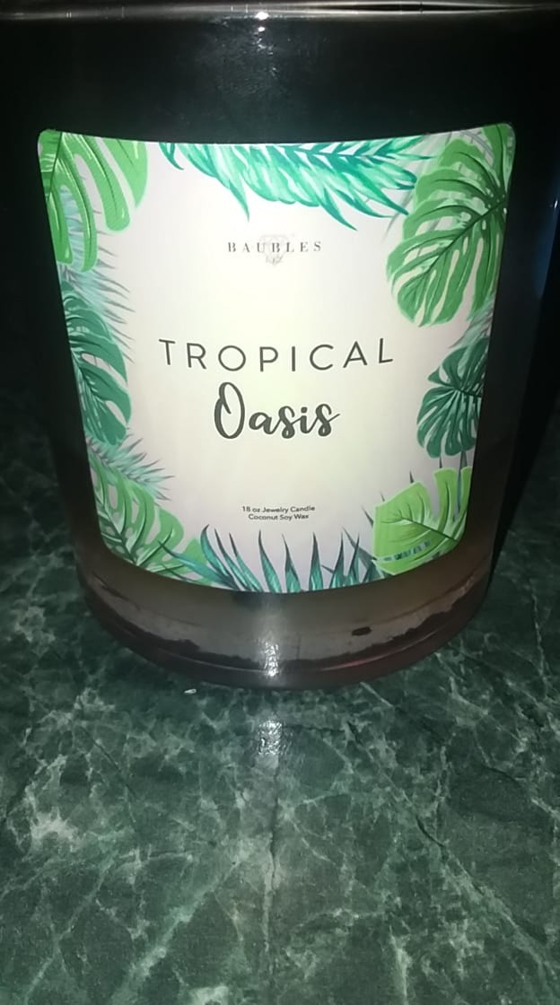 Baubles Caribbean Sunset Scented Premium Candle and Jewelry with Surprise Pendant Inside | 10 oz Large Candle | Made in USA | Parrafin Free - Customer Photo 2