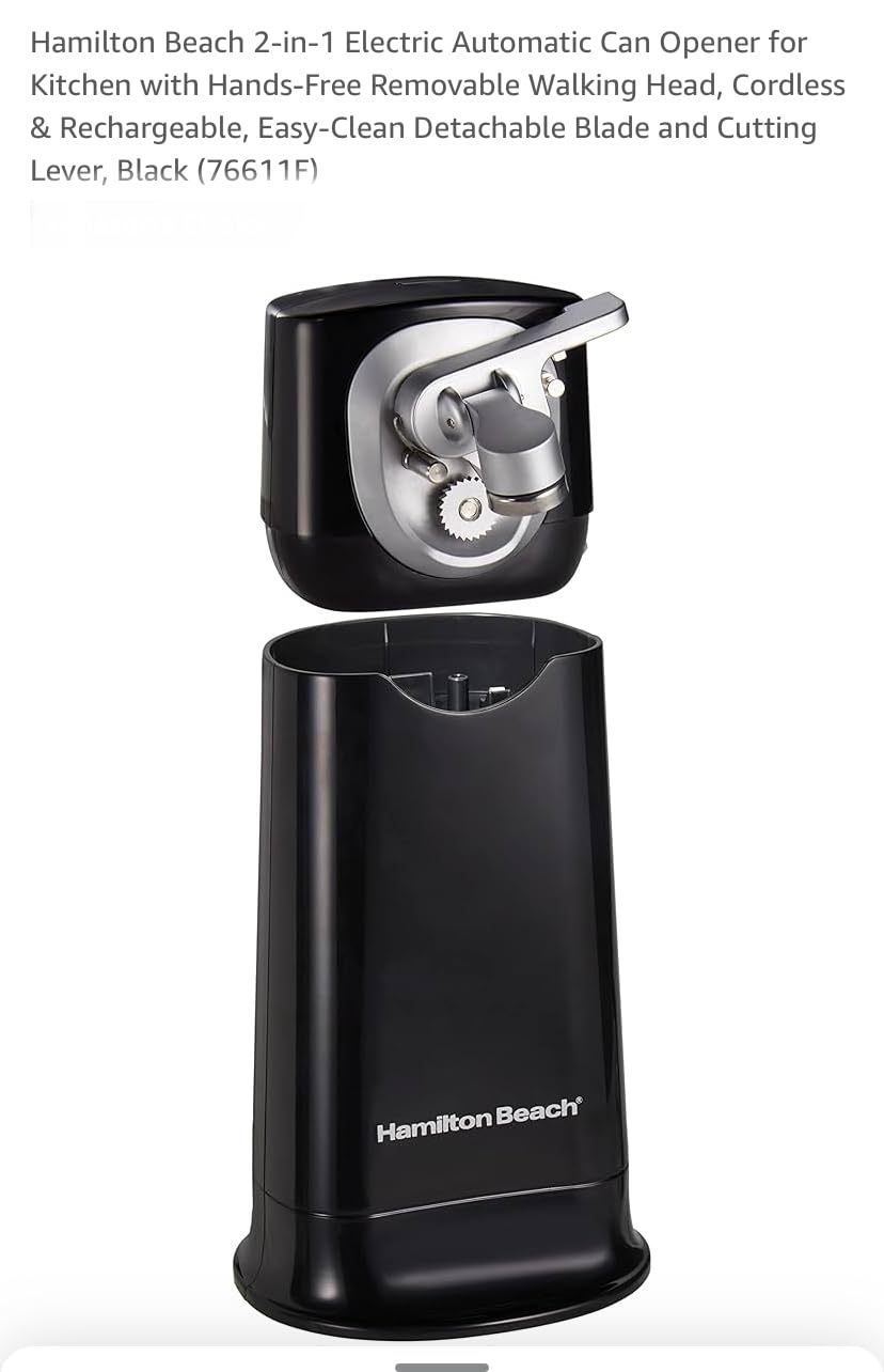 Hamilton Beach 76611 FlexCut 2-in-1 Cordless & Rechargeable Electric, Easily Standard Automatic Can Opener, Easy-Clean, With Removable Walking Cut Head Customer Review Hamilton Beach 76611 FlexCut 2-in-1 Cordless & Rechargeable Electric, Easily Standard Automatic Can Opener, Easy-Clean, With Removable Walking Cut Head - Customer Photo 2