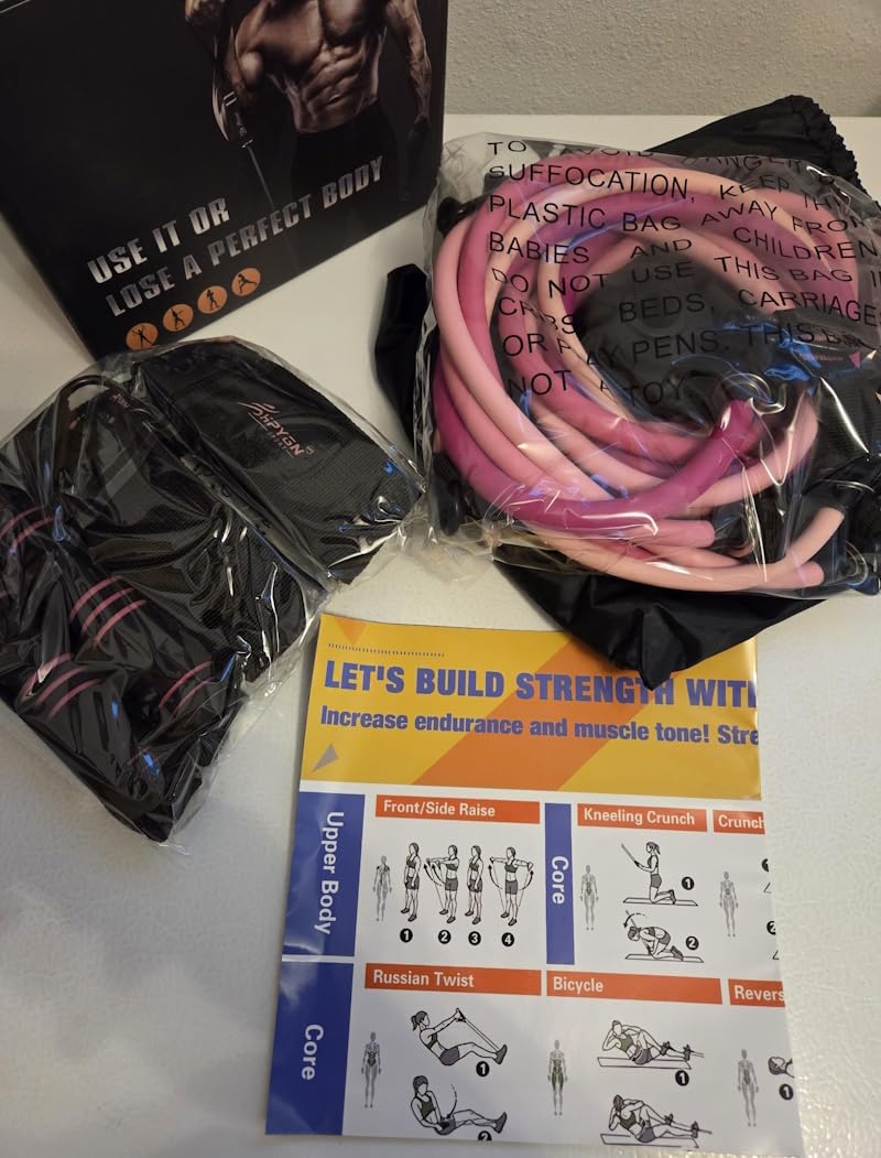 HPYGN Resistance Bands, Exercise Bands with Handles, Fitness Bands, Workout Bands with Door Anchor and Ankle Straps, for Heavy Resistance Training, Physical Therapy, Shape Body, Yoga, Home Workout Set customer photo 1