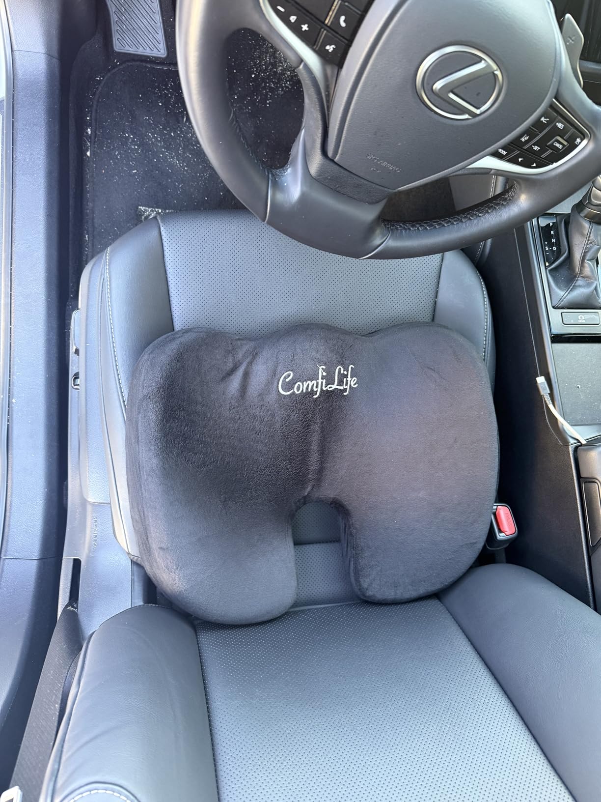 ComfiLife Premium Gel & Memory Foam Seat Cushion - Doctor Recommended Office Chair Cushion, Car Seat Cushion - Chair Cushions for Back & Sciatica Pain Relief - Seat Cushions for Office & Desk (Black) customer photo 2