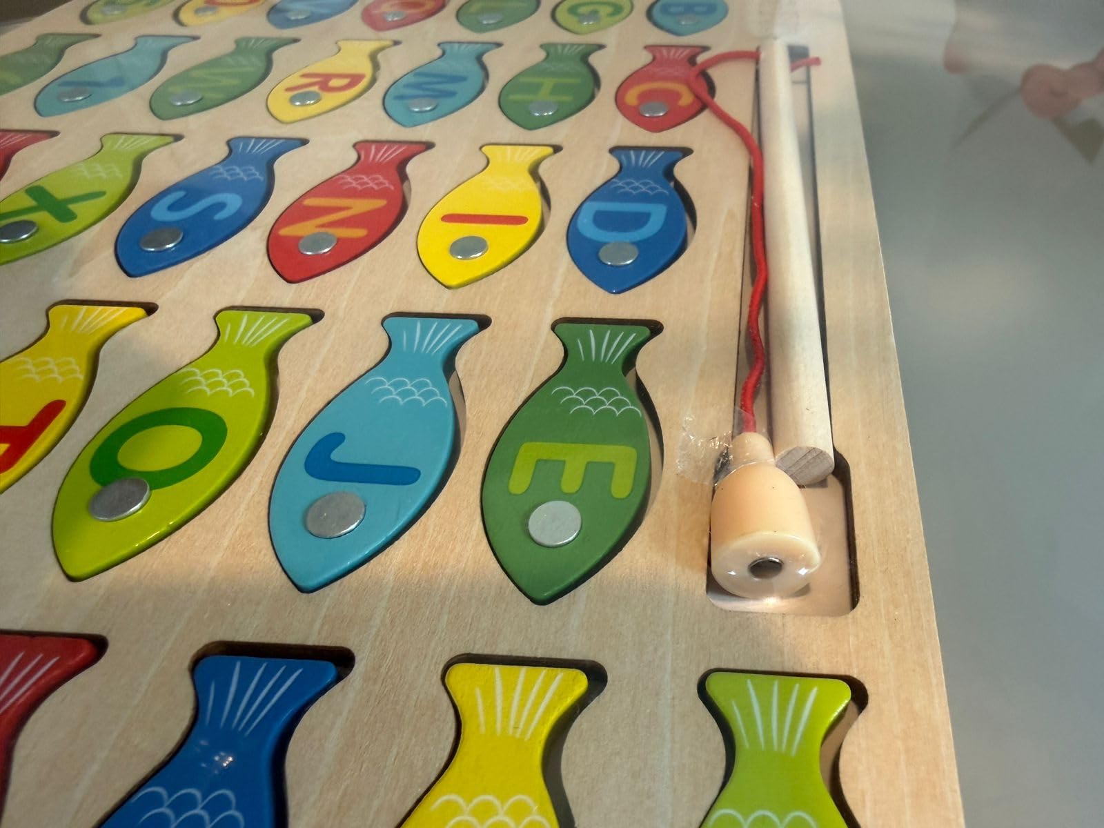 Magnetic Wooden Fishing Game Toy for Toddlers, Alphabet Fish Catching Counting Games Puzzle with Numbers and Letters, Preschool Learning ABC Math Educational Toys 3 4 5 Years Old Girl Boy Kids customer photo 1