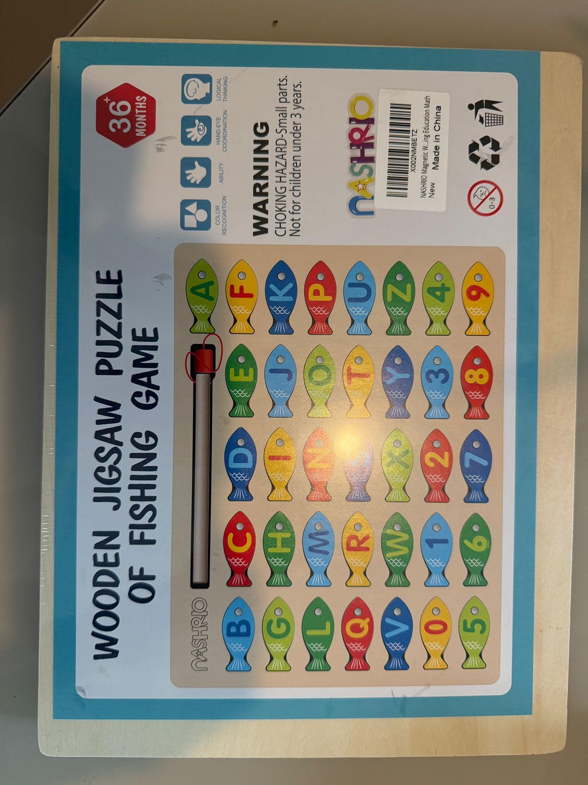 Magnetic Wooden Fishing Game Toy for Toddlers, Alphabet Fish Catching Counting Games Puzzle with Numbers and Letters, Preschool Learning ABC Math Educational Toys 3 4 5 Years Old Girl Boy Kids customer photo 2