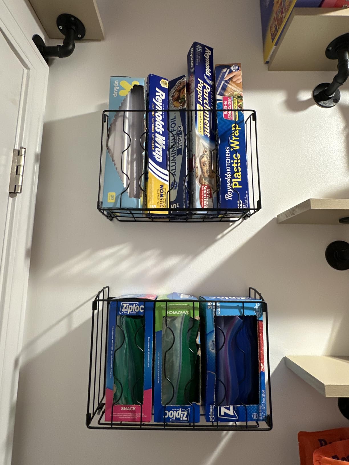 Simple Houseware Wall Door Mount Kitchen Wrap Organizer Rack, Black - Customer Photo 2