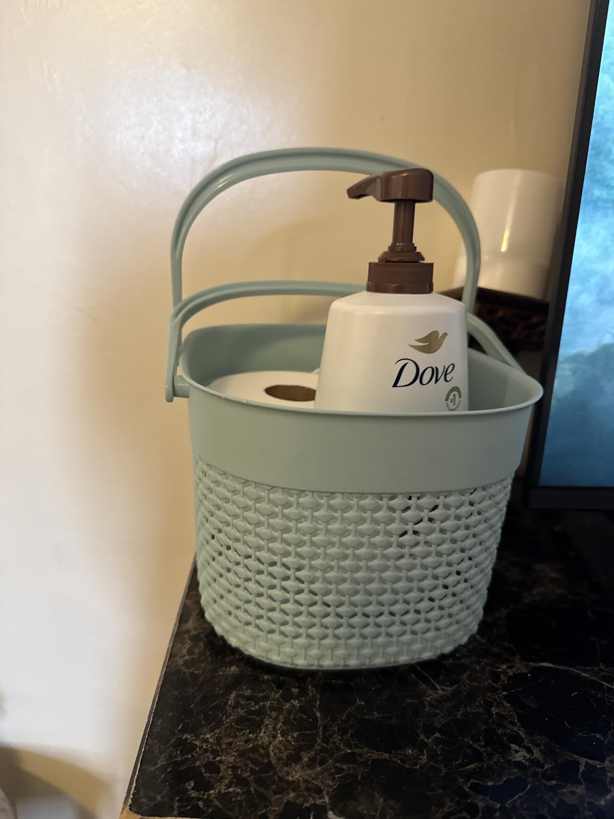 rejomiik Portable Shower Caddy Basket, Plastic Organizer Storage Tote with Handles Toiletry Bag Bin Box for Bathroom, College Dorm Room Essentials, Kitchen, Camp, Gym, Blue - Customer Photo 1