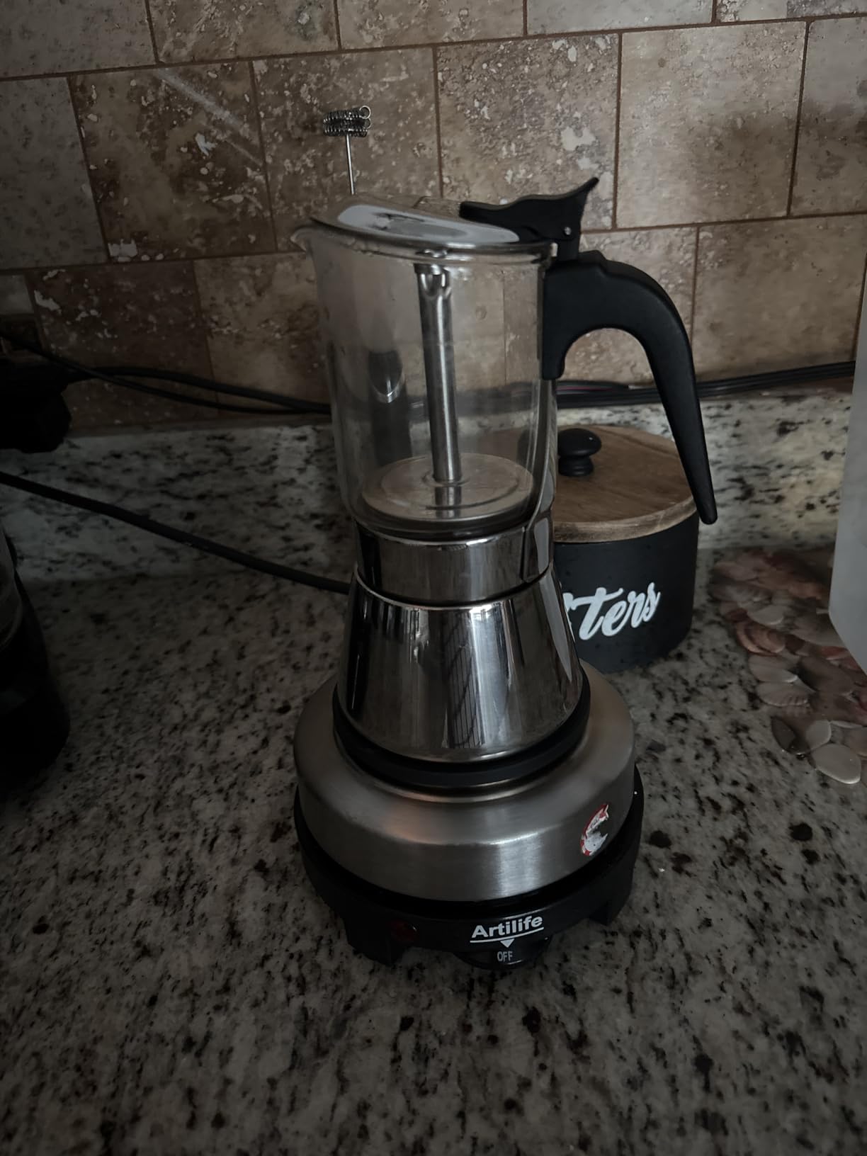 SIXAQUAE Moka Induction Stovetop Espresso Maker, Crystal Glass-top & Stainless Steel Espresso Moka Pot, Classic Italian coffee maker, 240ml (6cup) - Customer Photo 1